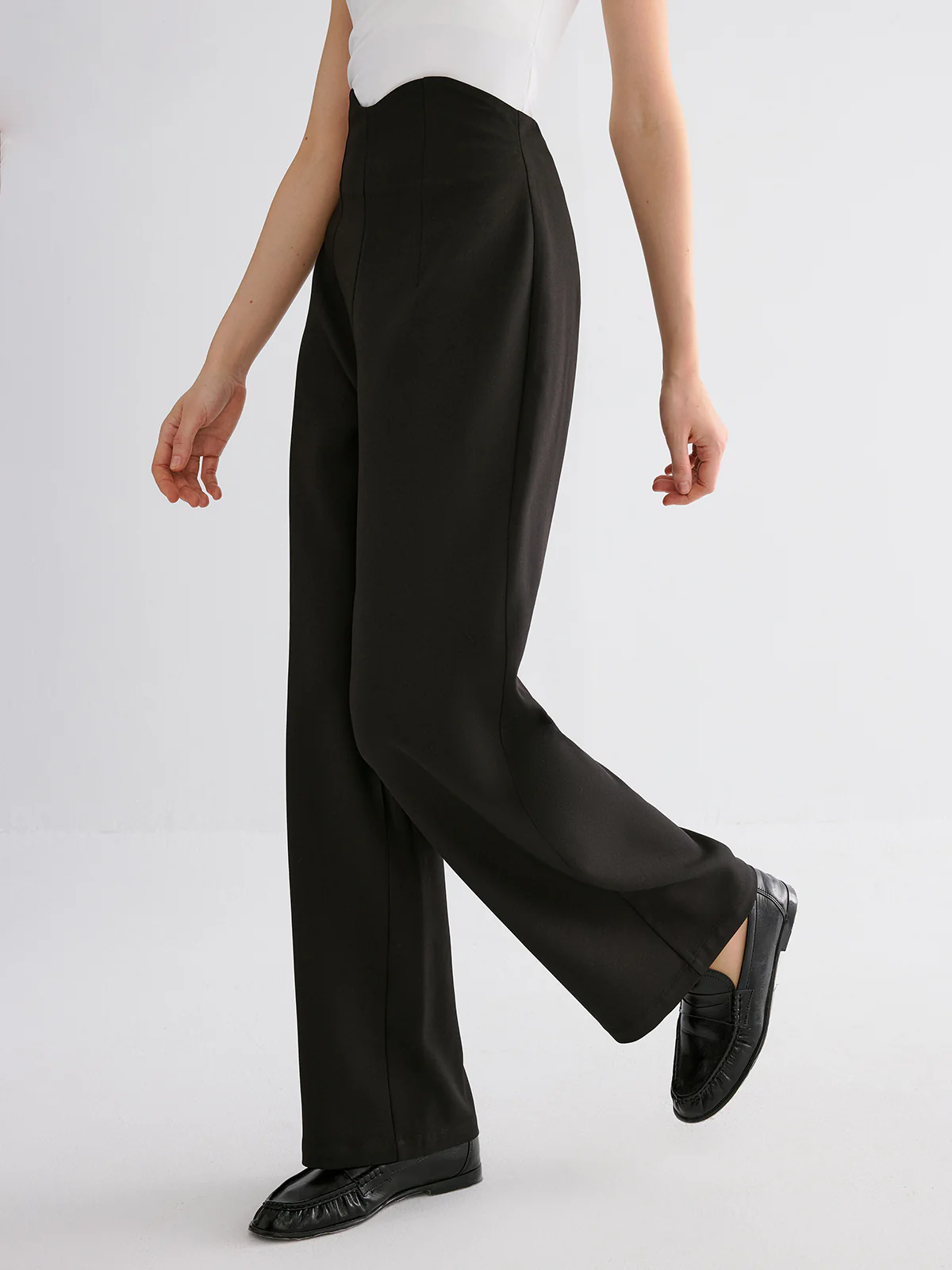 High-Waisted Wide-Leg Pants - Wholesalesil