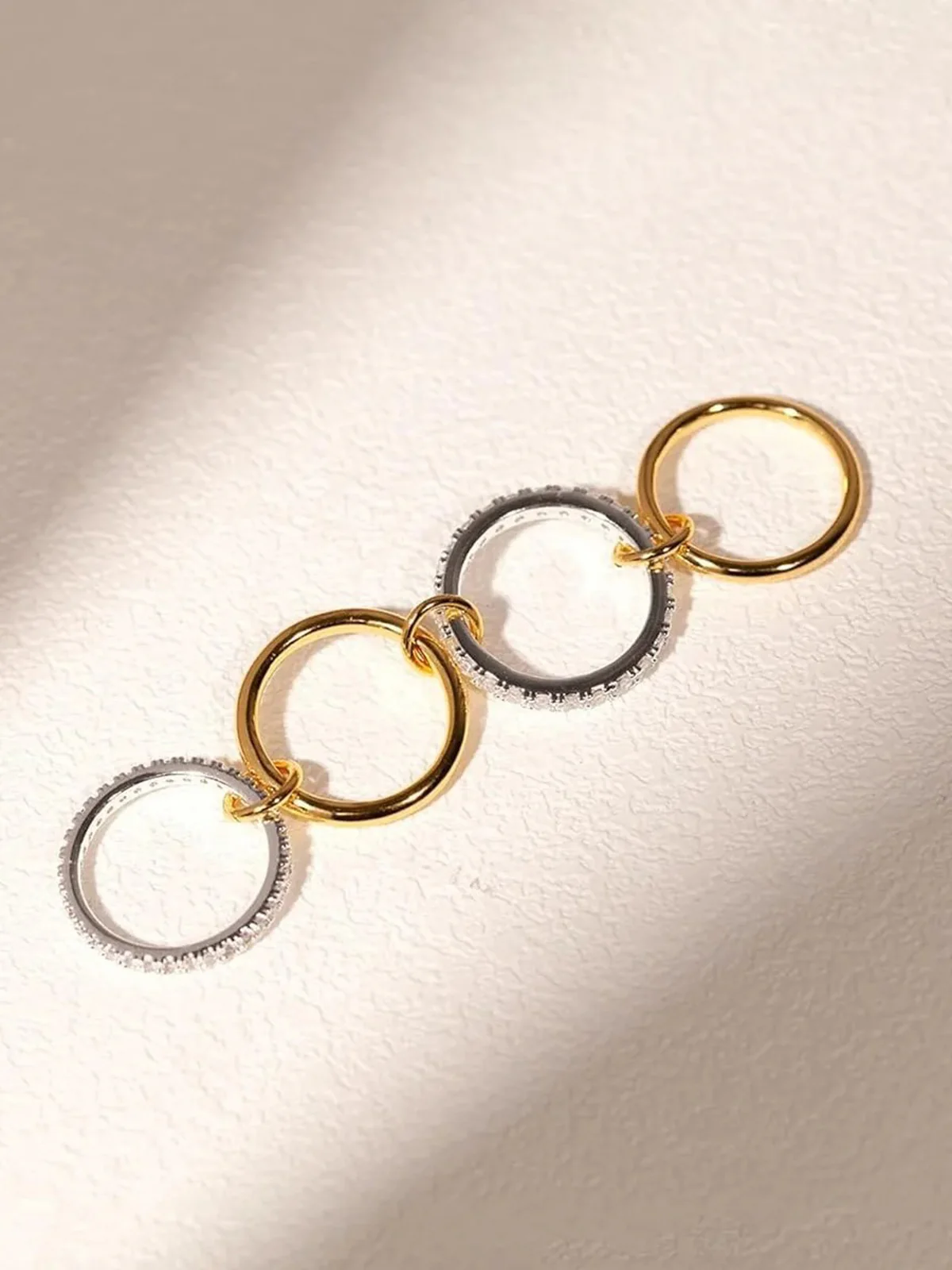 Interlocking Full-Set Cubic Zirconia Rings - Wholesalesil