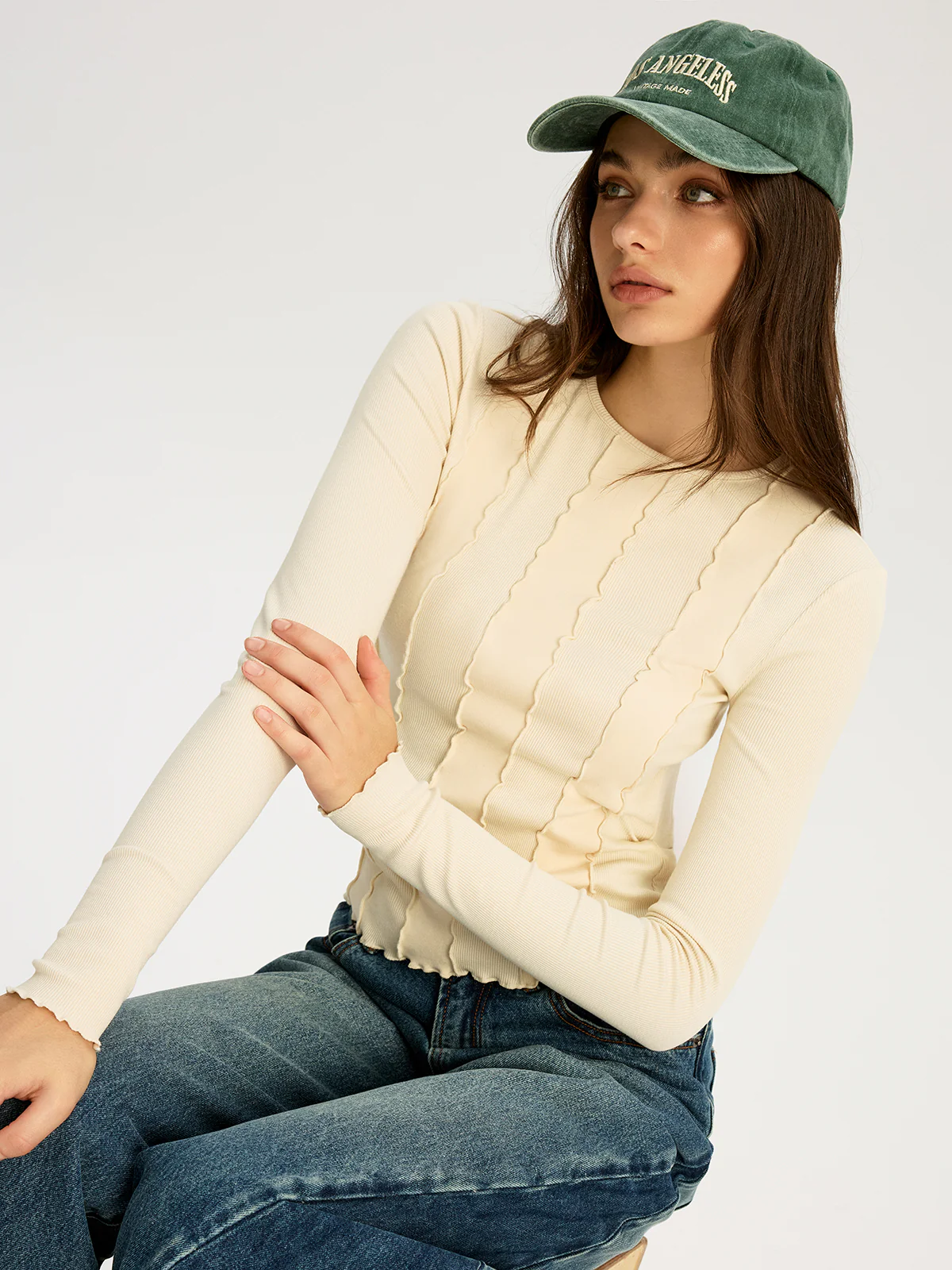 Seam Detail Ribbed Jersey Top - Wholesalesil
