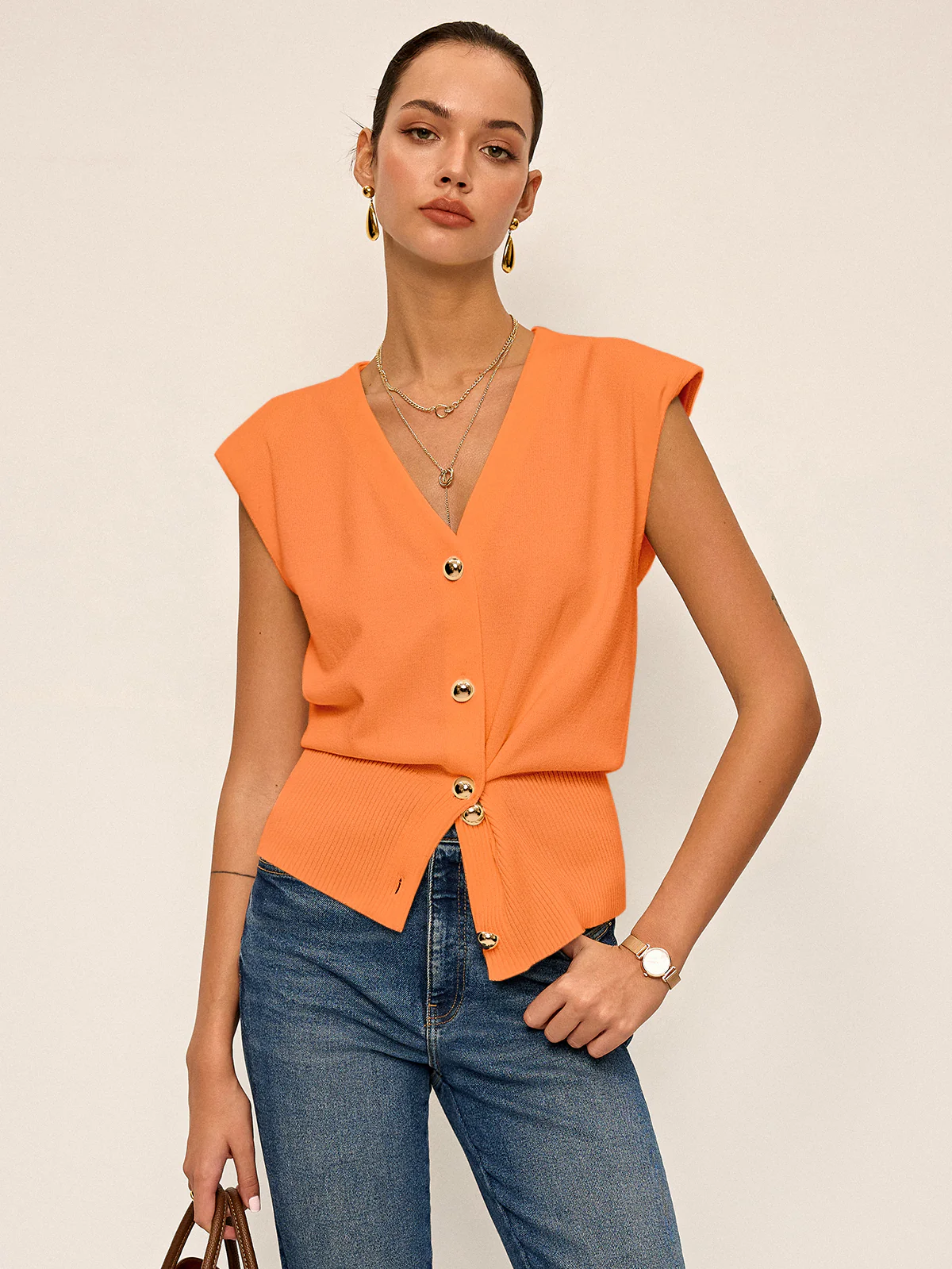 Asymmetric Two-Way Wear Knit Vest - Wholesalesil