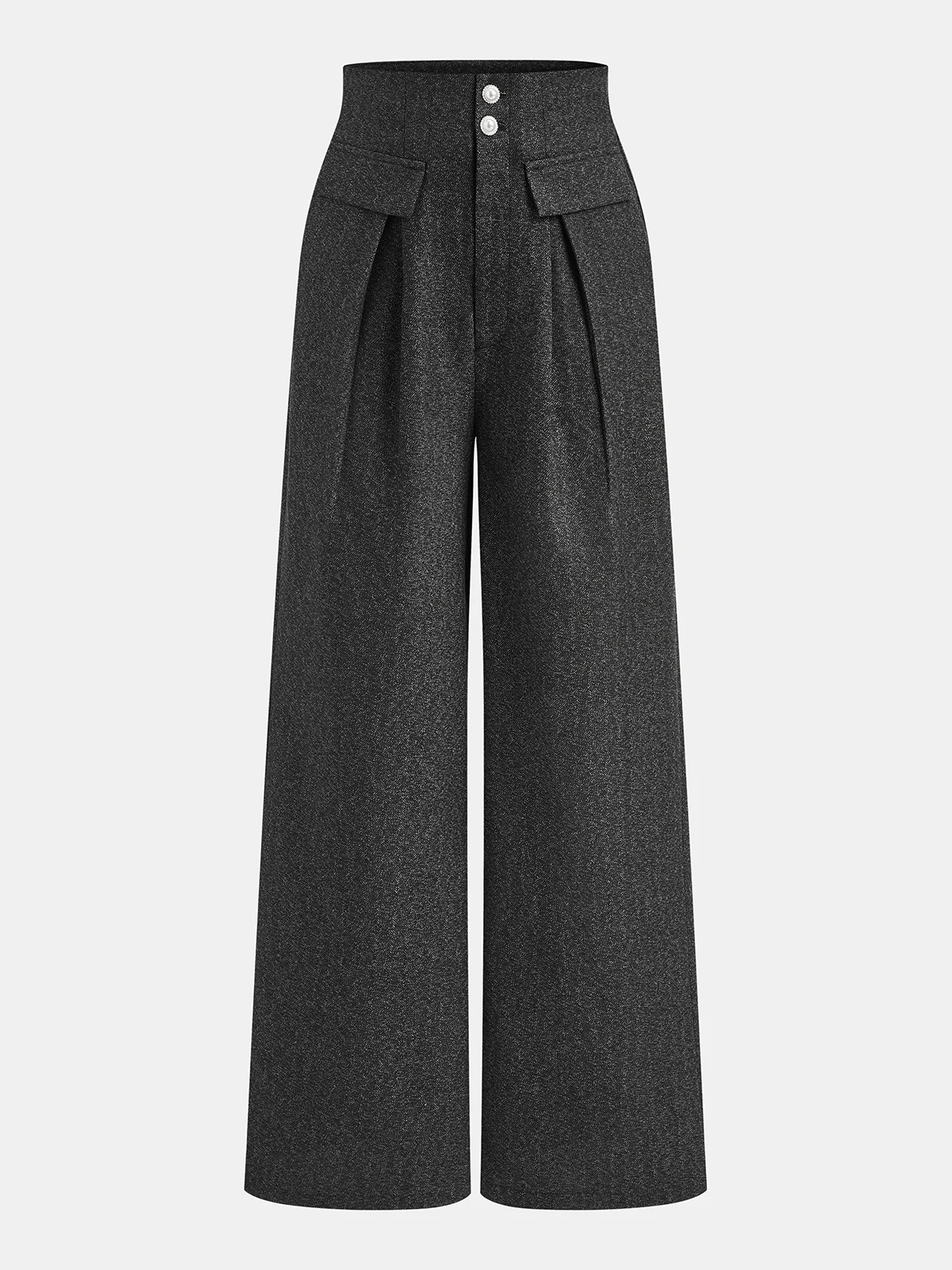 High-Waisted Pleated Straight-Leg Pants - Wholesalesil