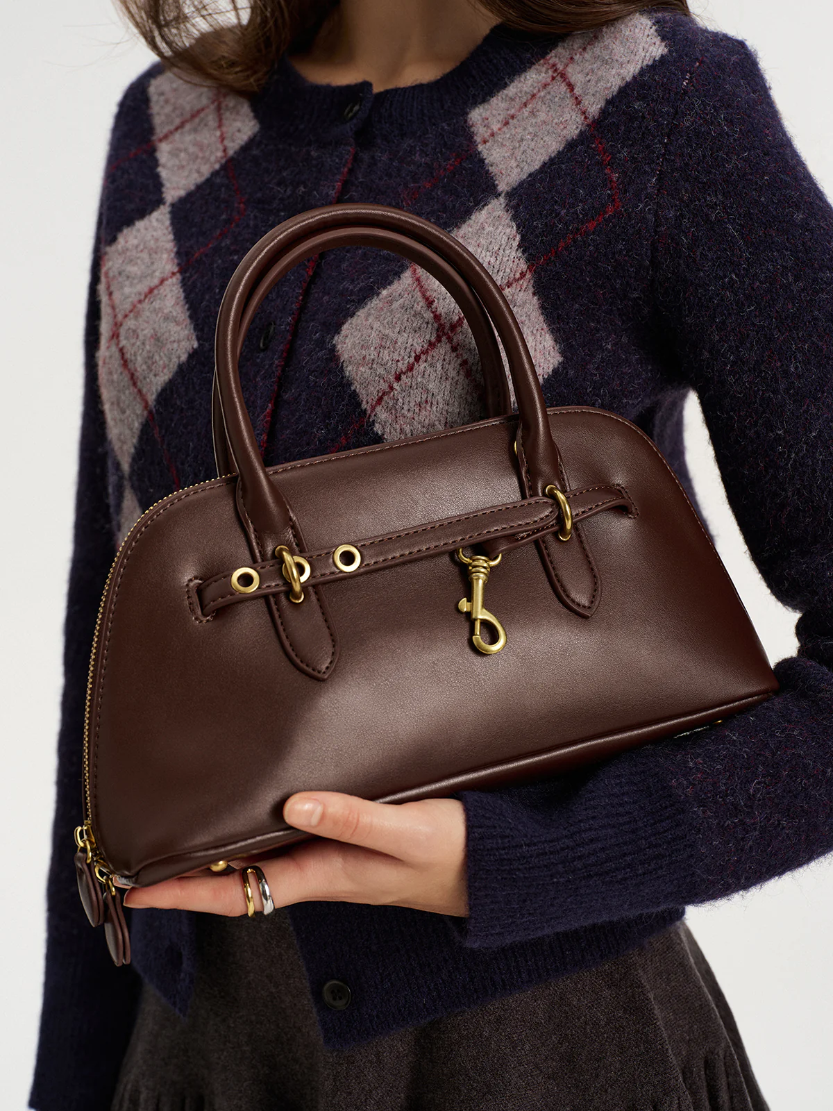 Metal Accent Vintage Shell Bag - Wholesalesil