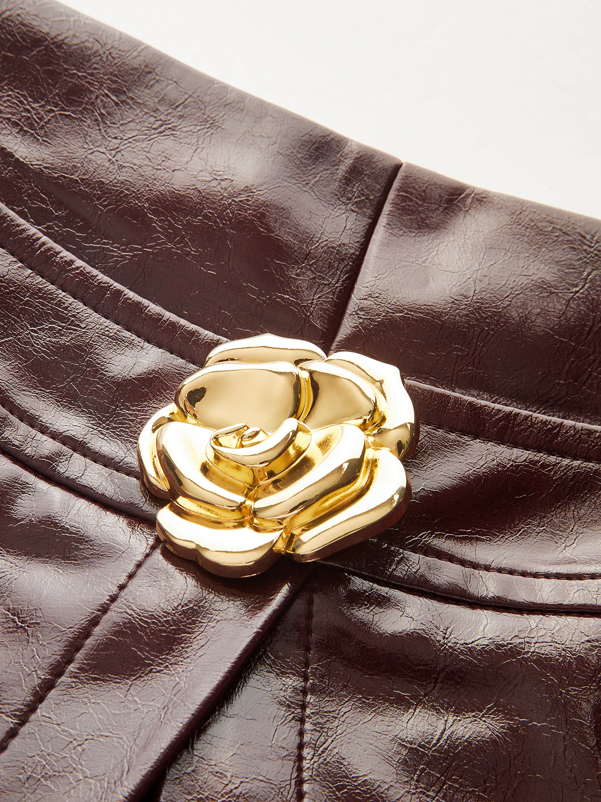 Metal Rose Faux Leather Skort - Wholesalesil