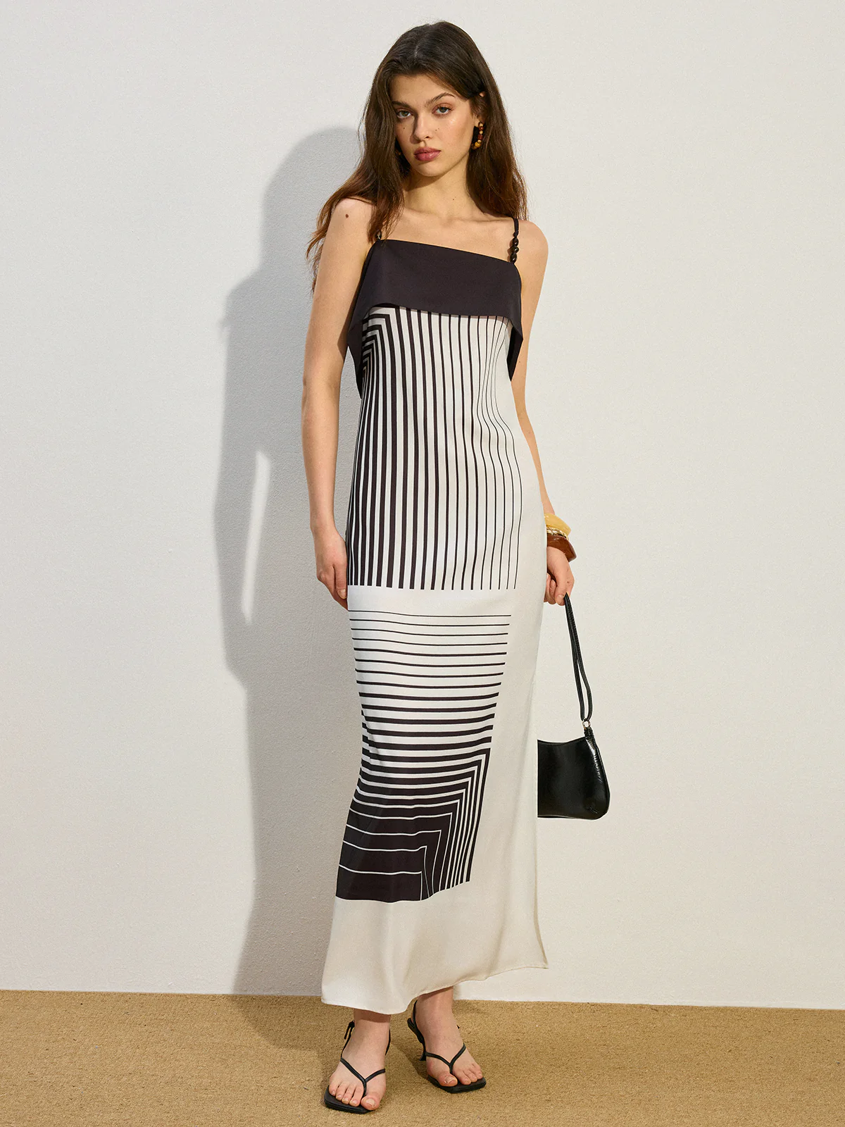 Striped Maxi Dress with Side Slit - Wholesalesil