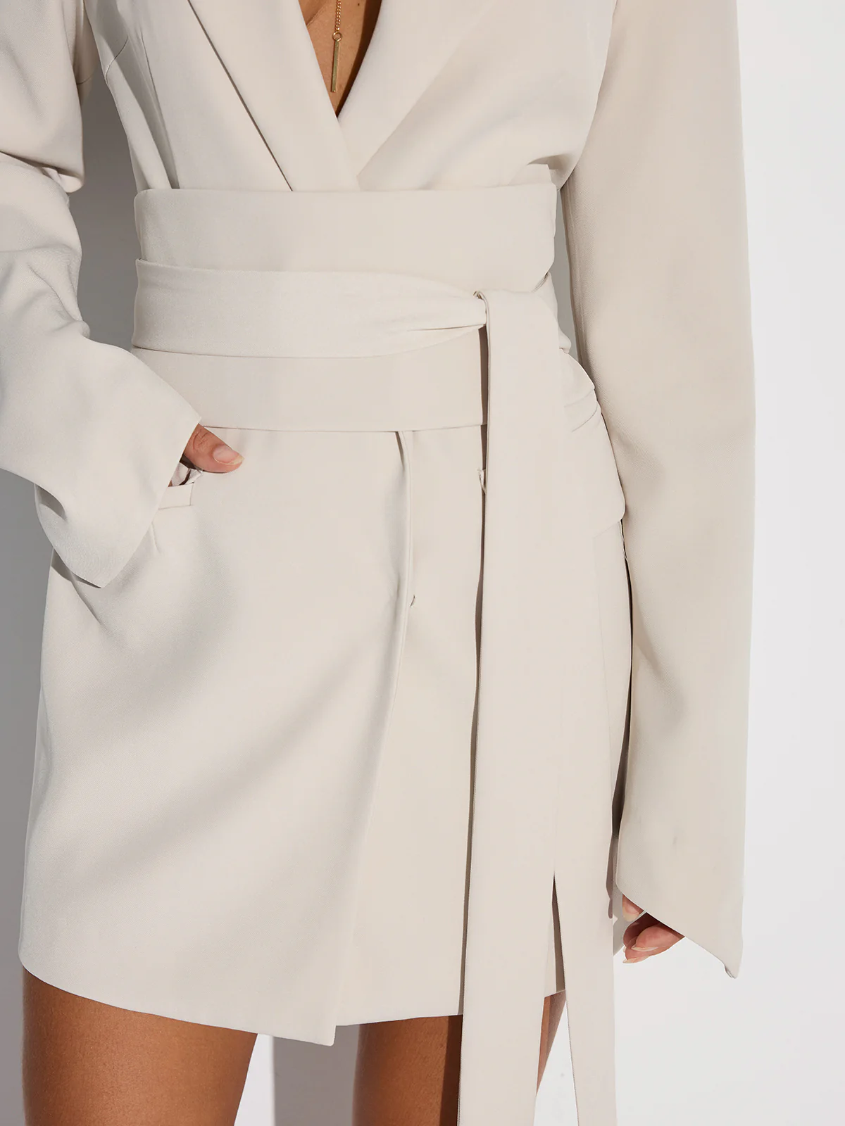 Double-Breasted Belted Blazer Dress - Wholesalesil