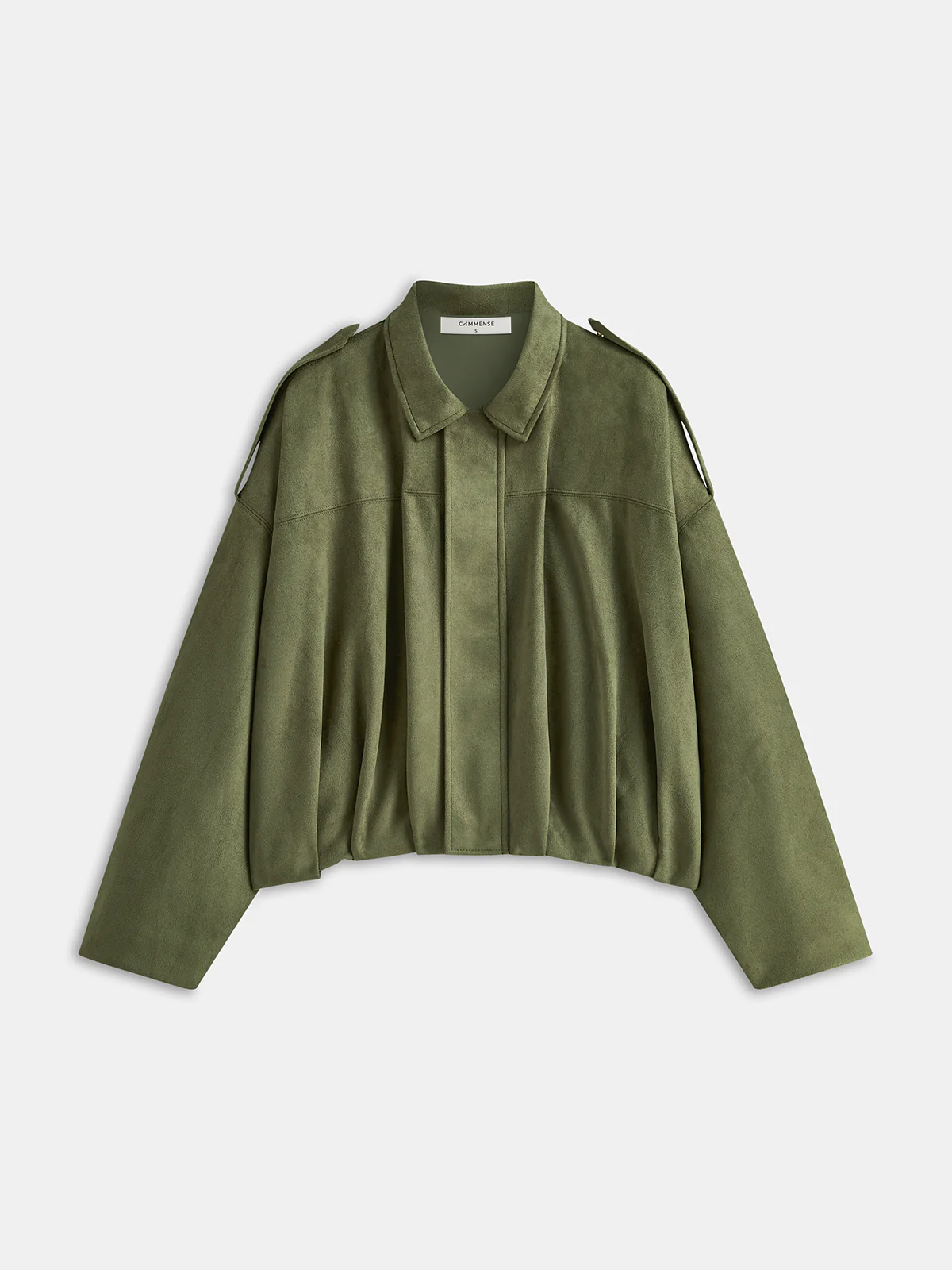Suede Effect Zip-Up Collared Jacket - Wholesalesil