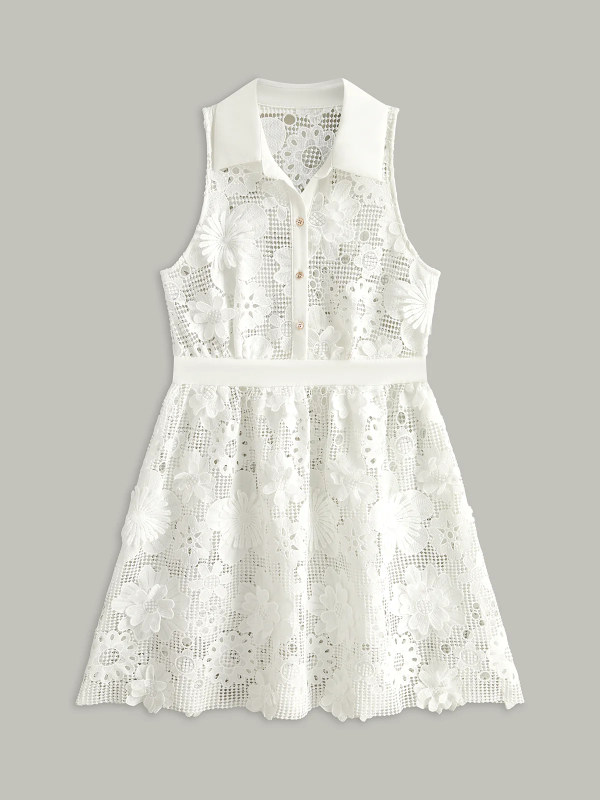 Semi Sheer 3D Flowers Mini Dress - Wholesalesil