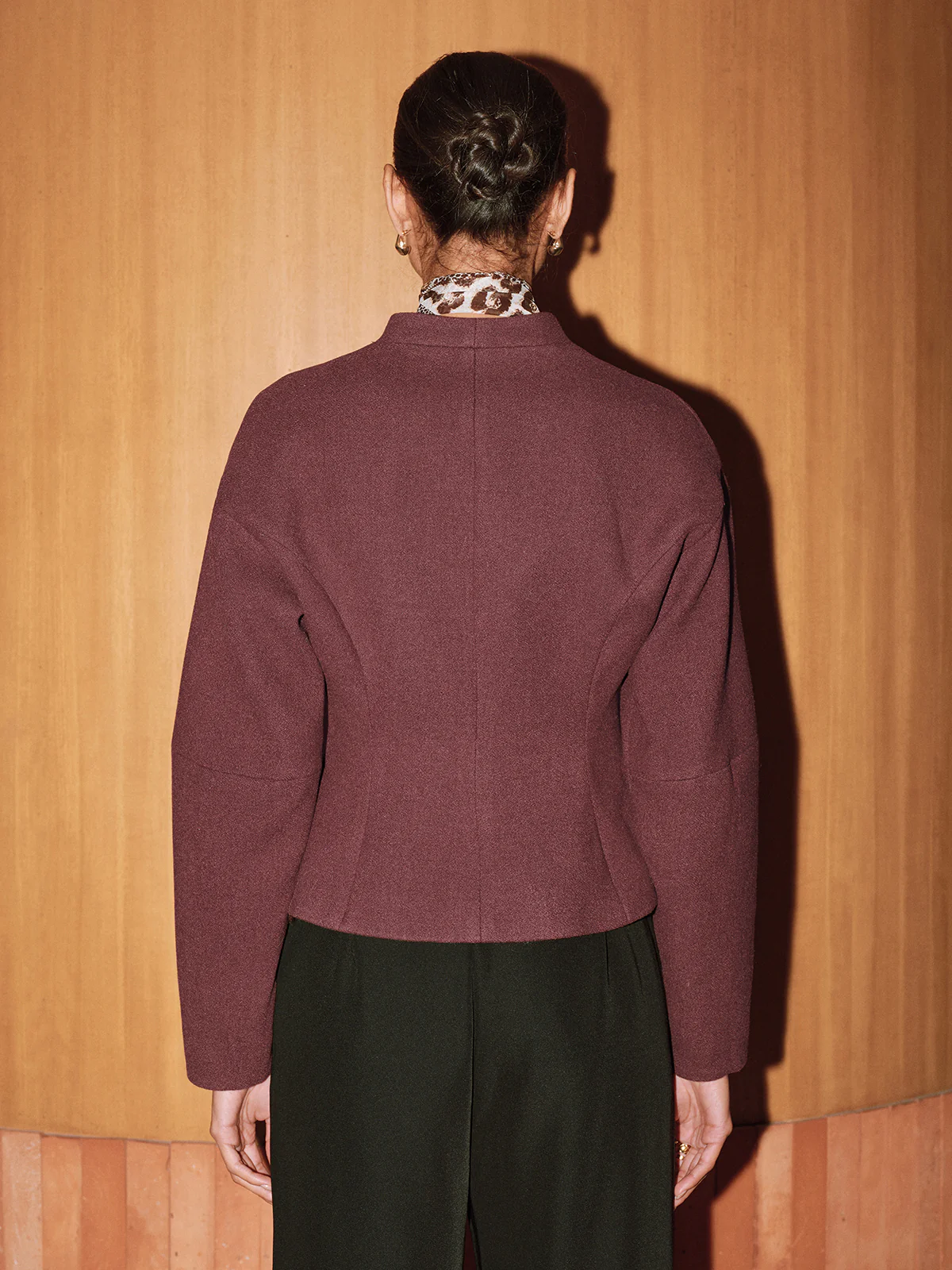 Stand Collar Tweed Jacket - Wholesalesil