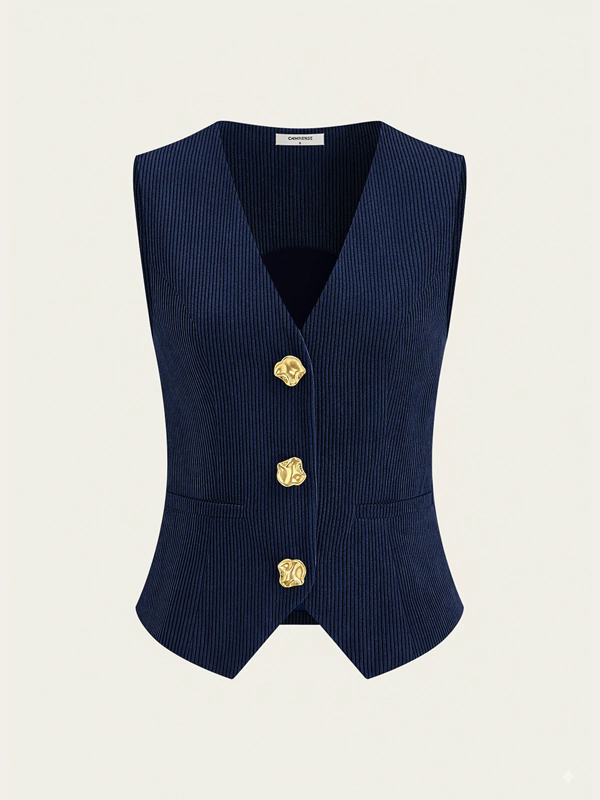 Corduroy V-neck Buttoned Vest - Wholesalesil