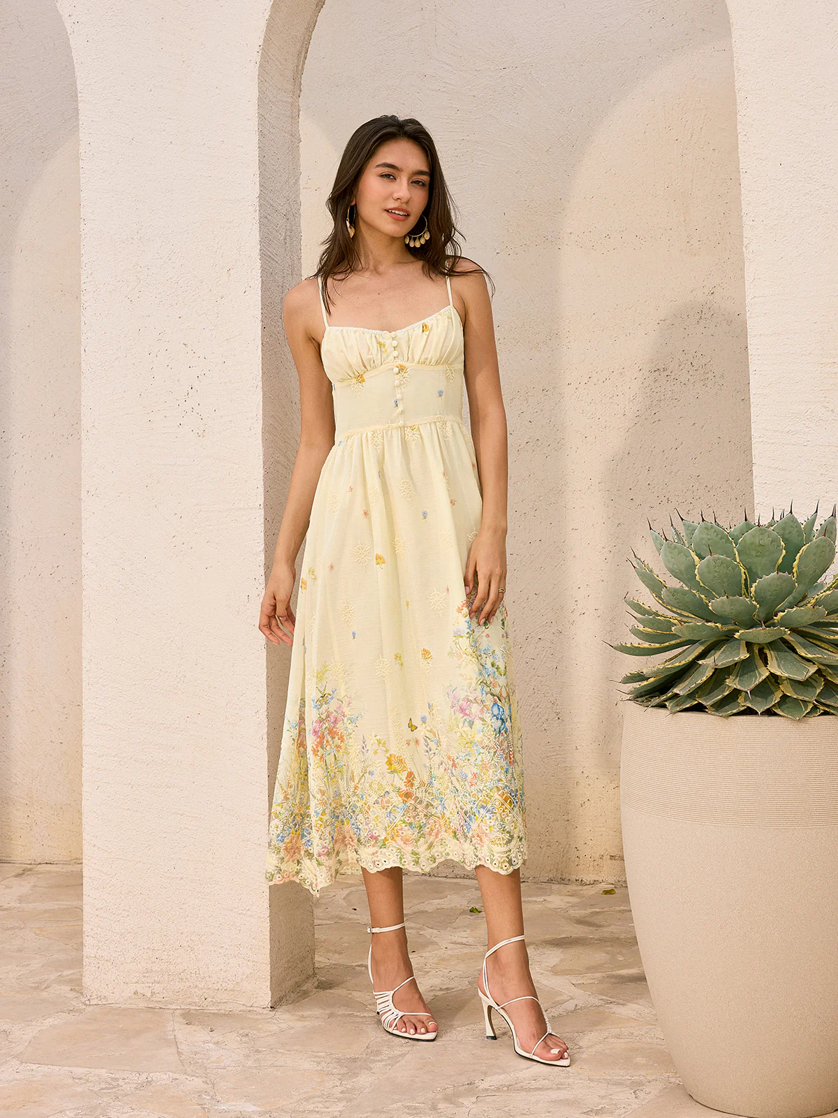 Floral Embroidered Midi Dress - Wholesalesil