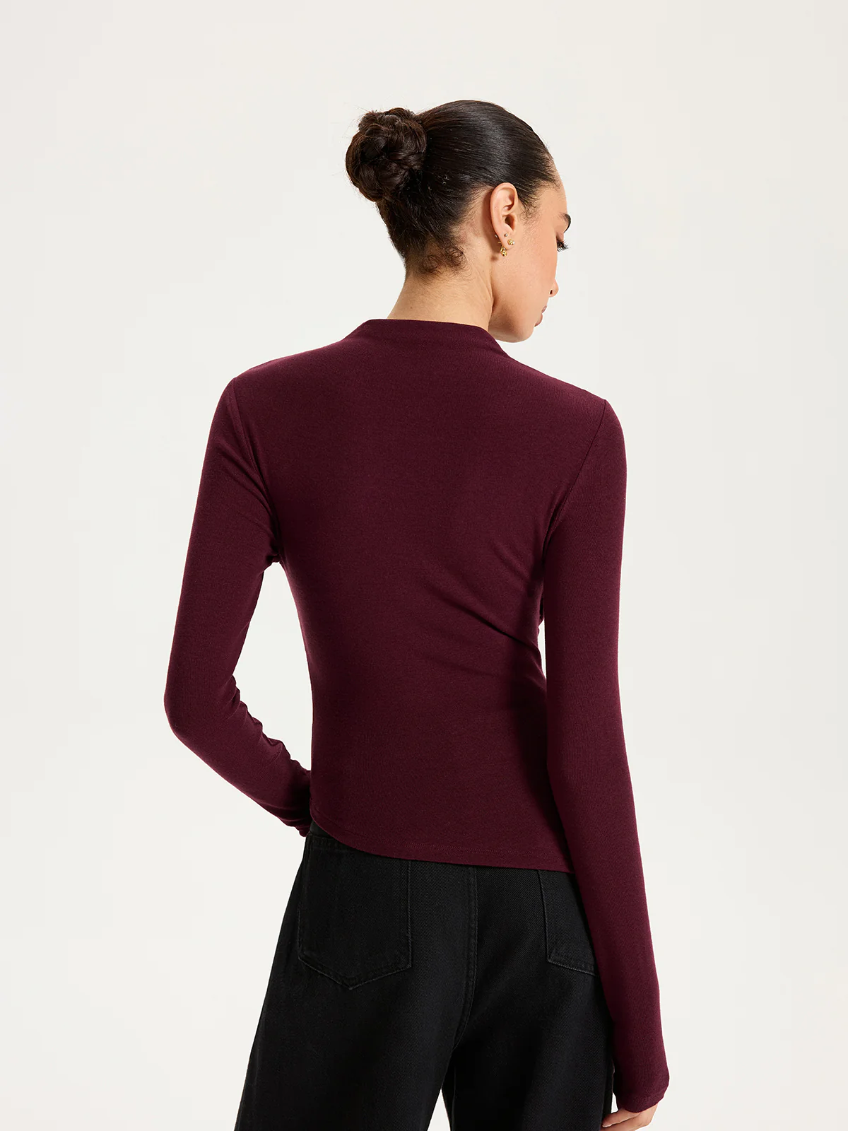 Cross Ruched Long Sleeve Top - Wholesalesil