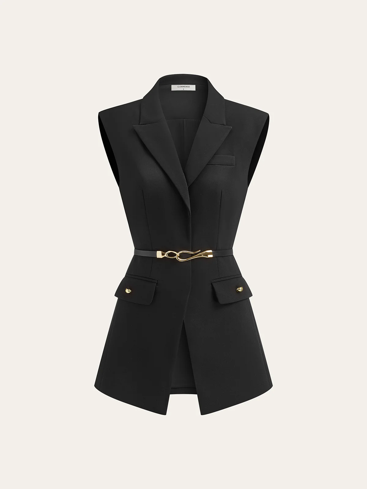 Belted Cap Sleeve Vest - Wholesalesil