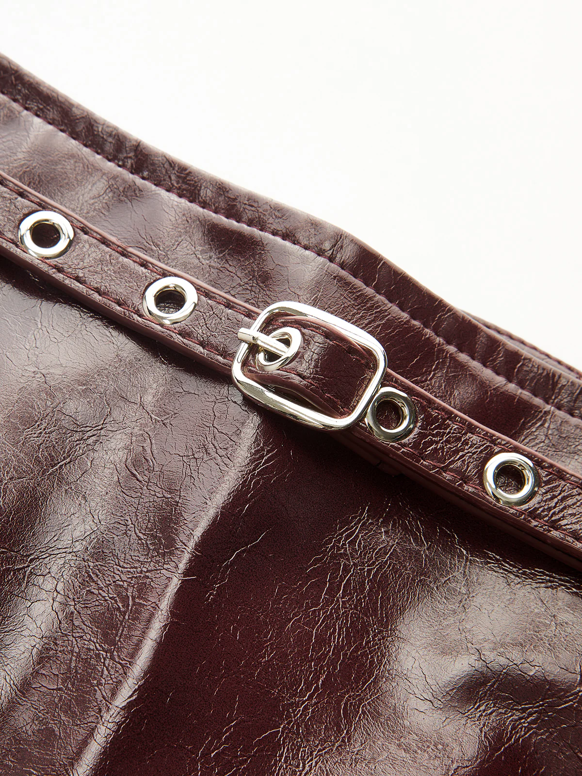 Belted Faux Leather Mini Skirt - Wholesalesil