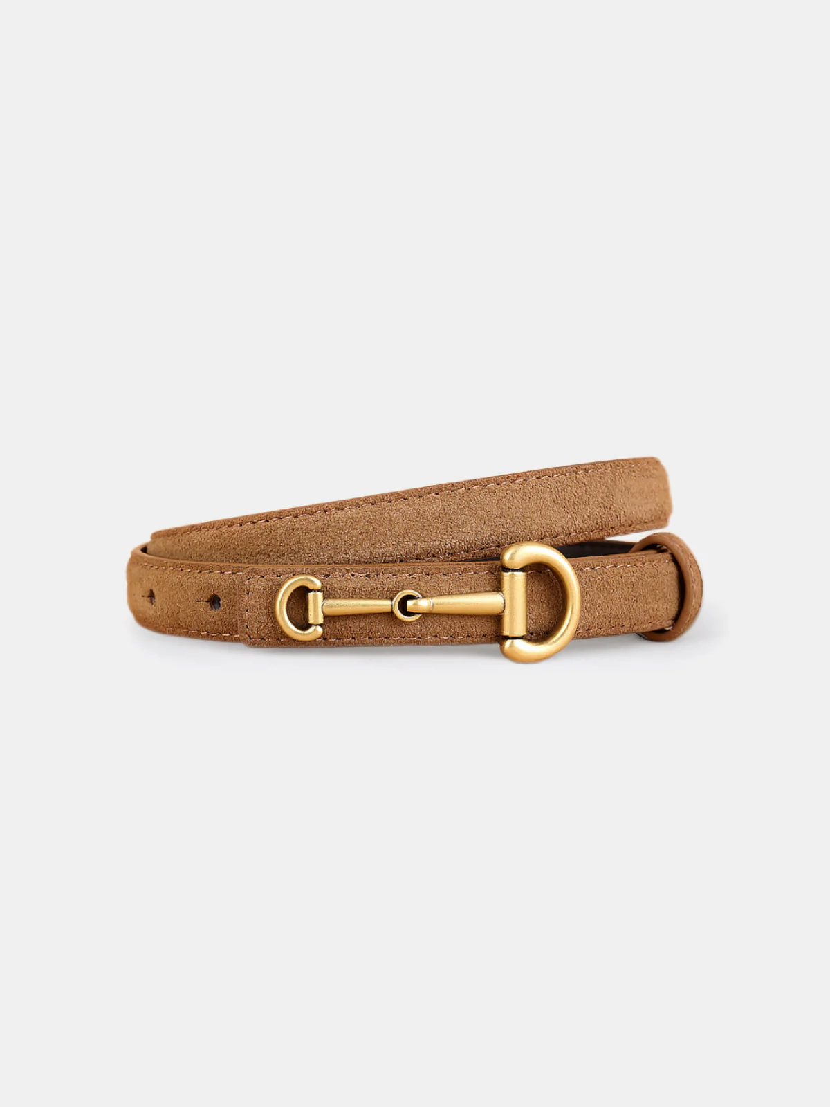 Horsebit Buckle Suede Effect Thin Belt - Wholesalesil