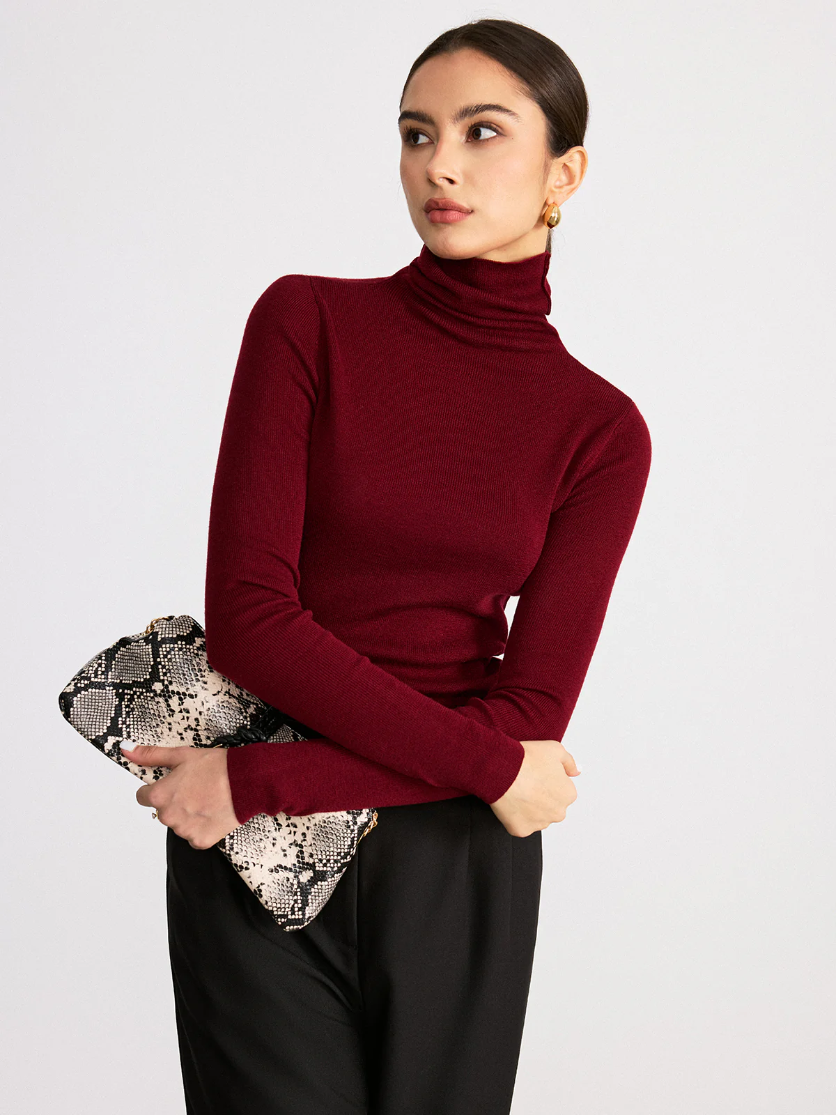Reversible Turtleneck Wool Blend Sweater - Wholesalesil