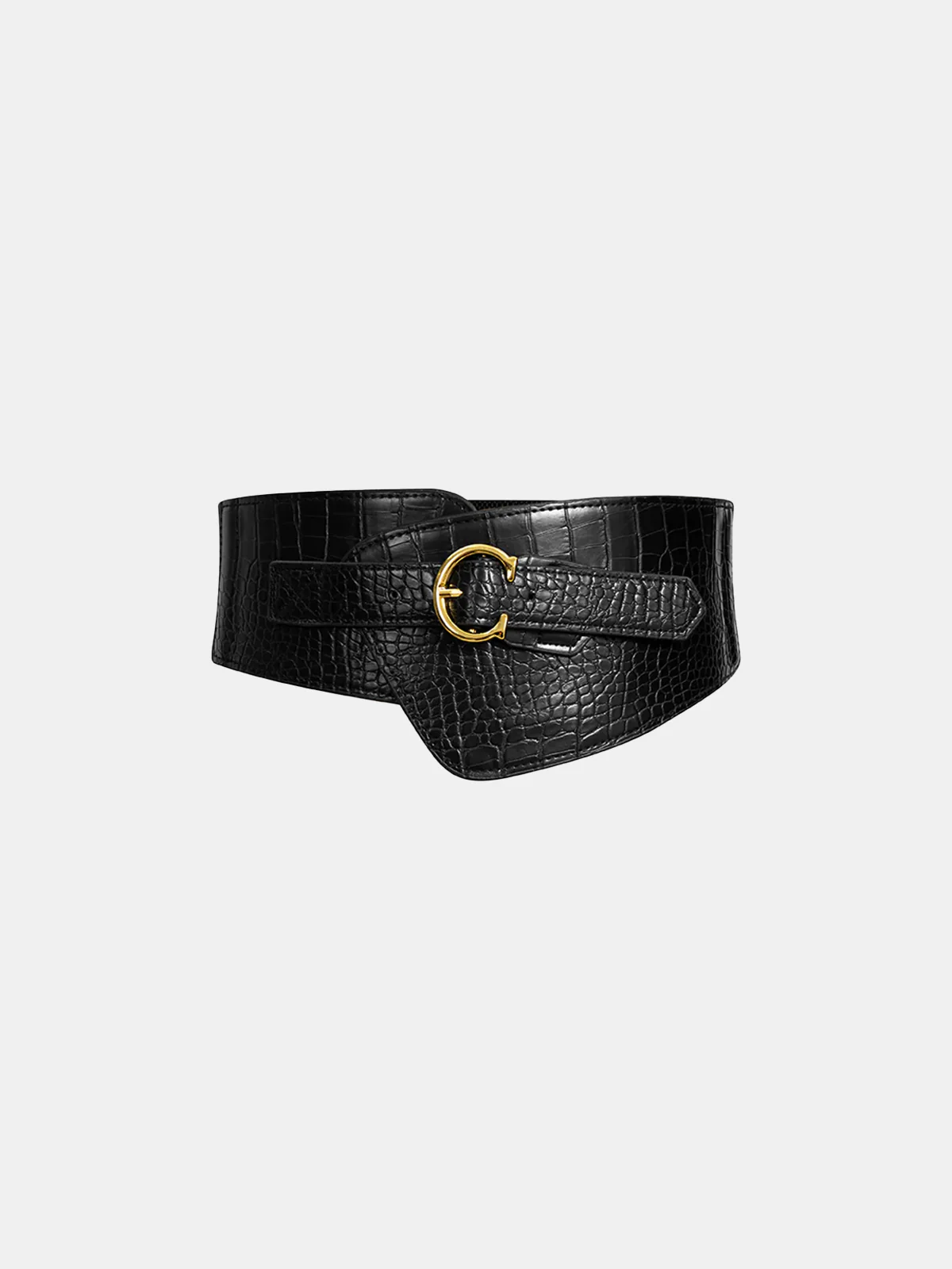 Crocodile Embossed Wide Belt - Wholesalesil