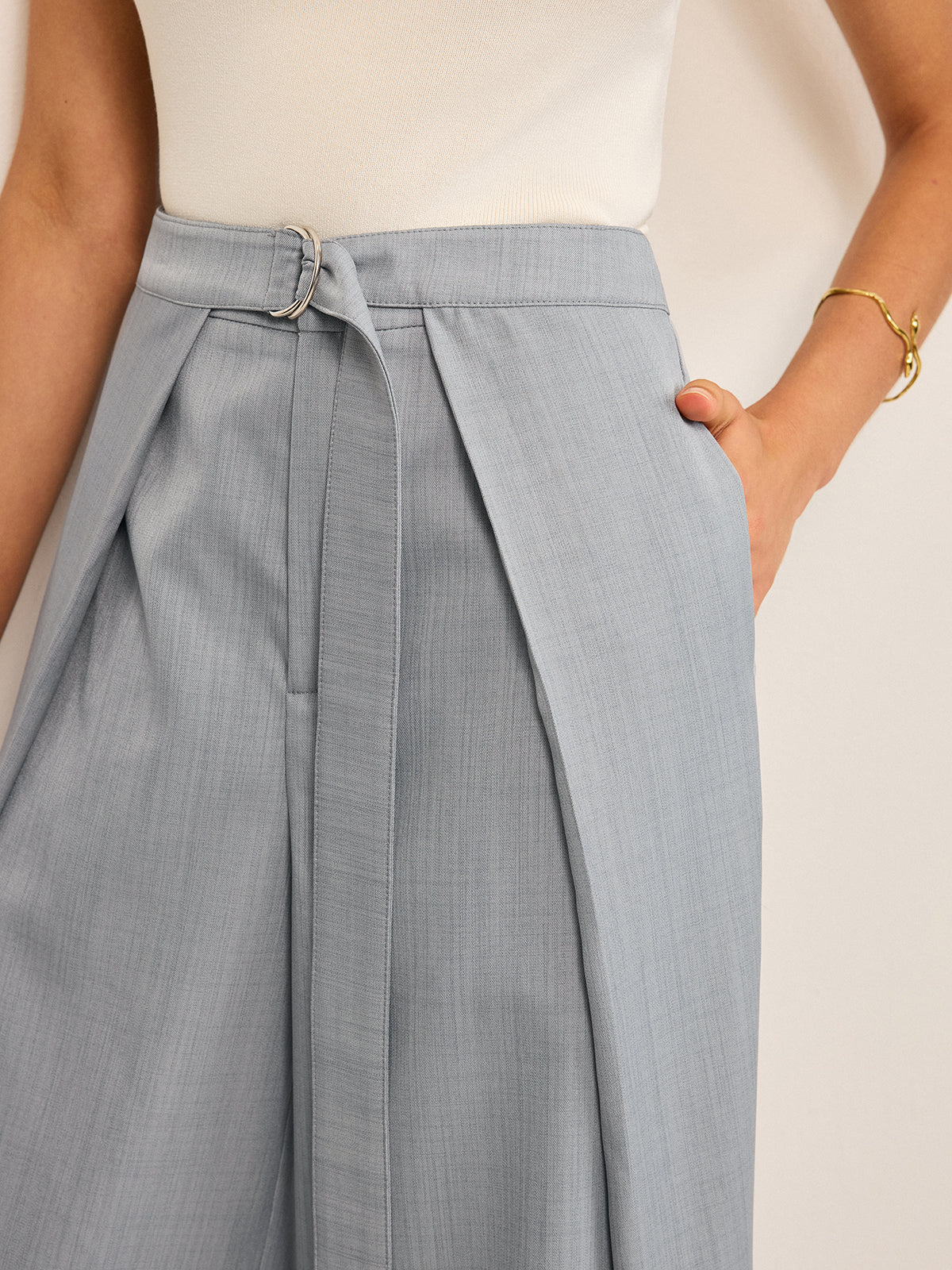 Pleated Wide-Leg Pants - Wholesalesil