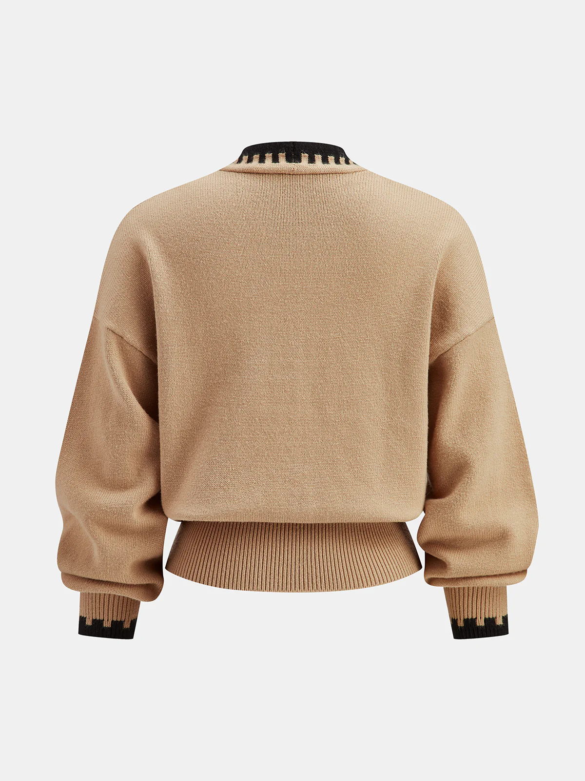 Contrast Stitch V-Neck Knit Sweater - Wholesalesil