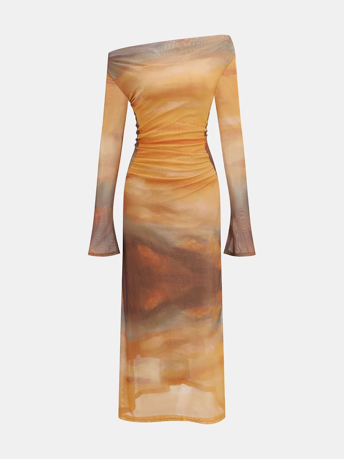 Tie-Dye Sunset-Print Mesh Midi Dress - Wholesalesil