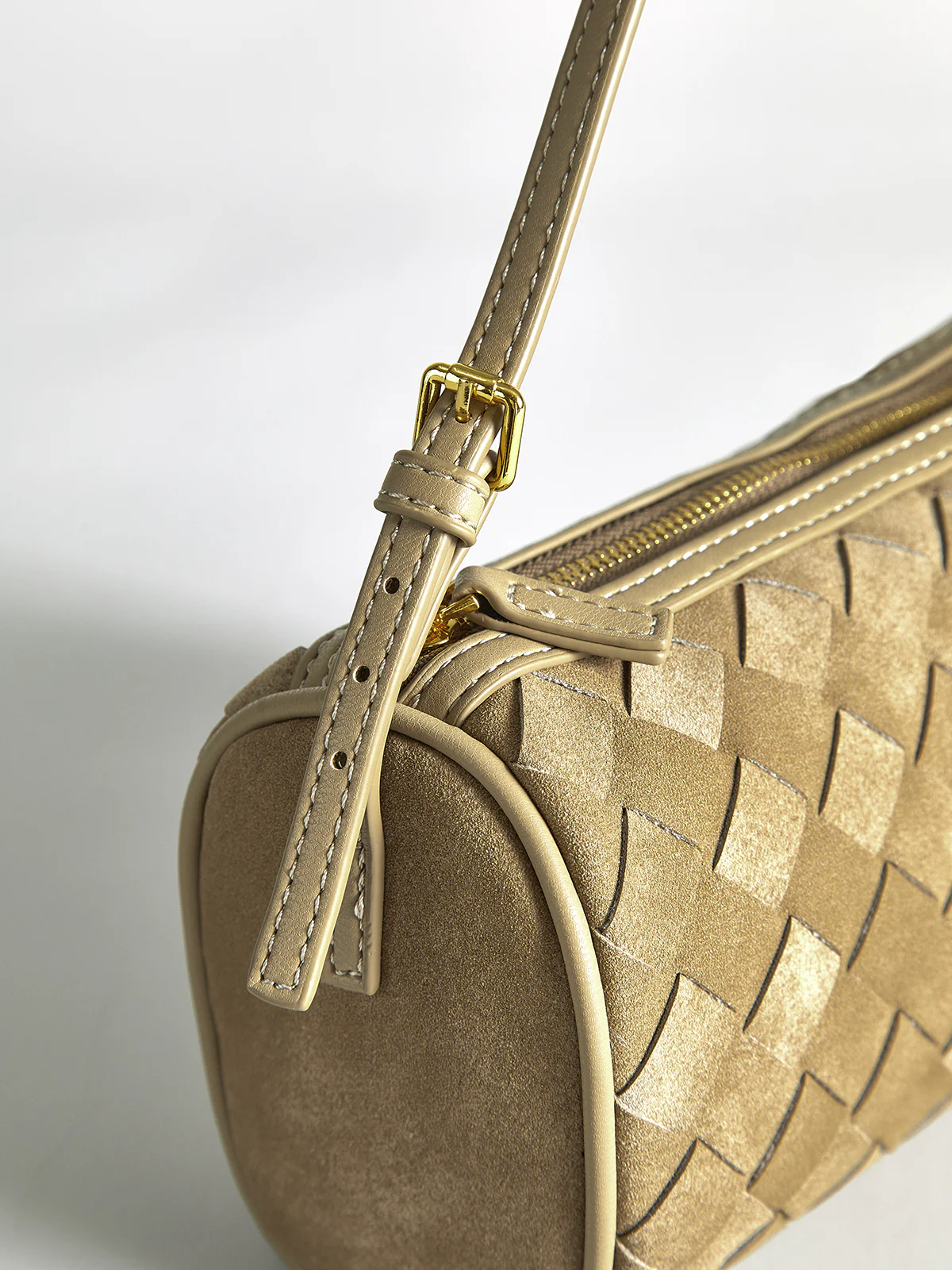 Woven Frosted PU Leather Shoulder Bag - Wholesalesil