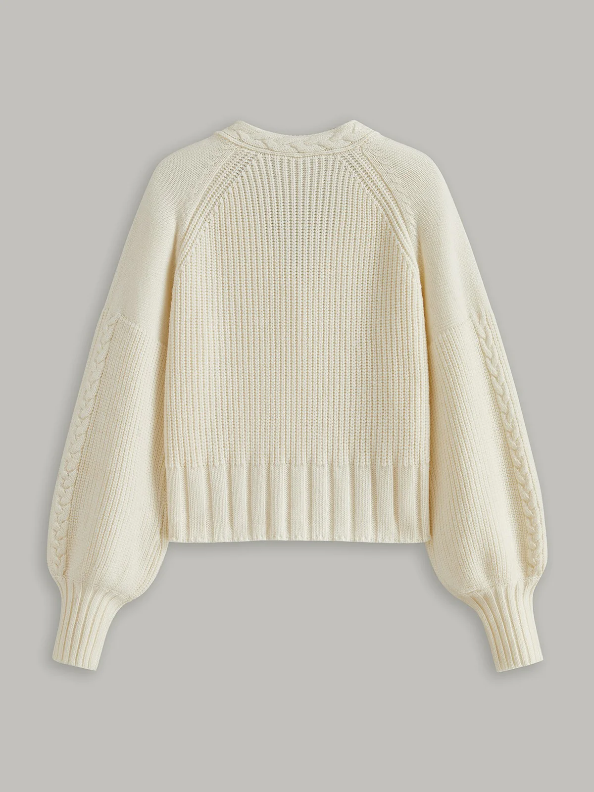 V-Neck Button Wool Blend Cable Knit Cardigan - Wholesalesil