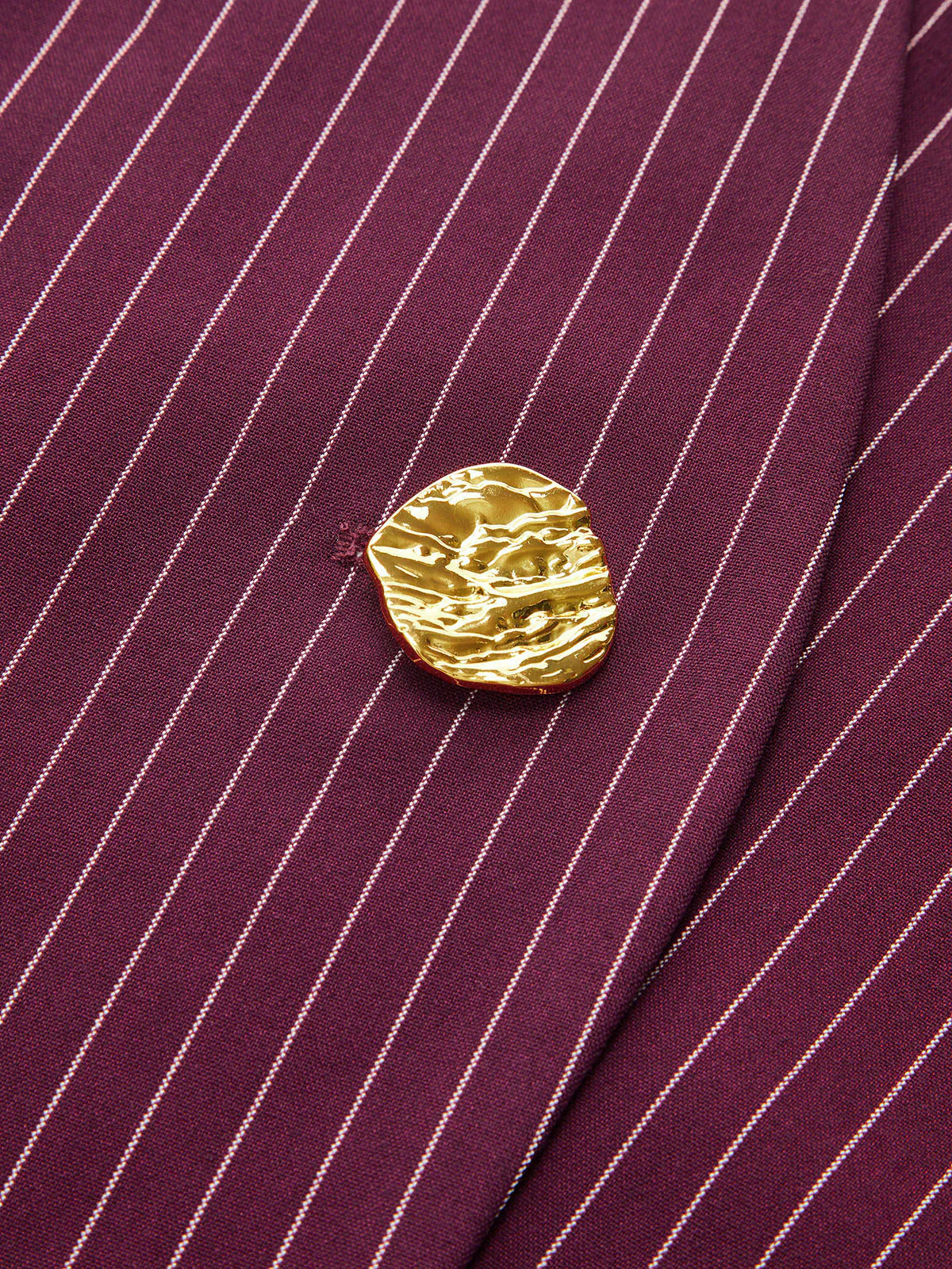 Striped V-Neck Blouse with Metal Button - Wholesalesil