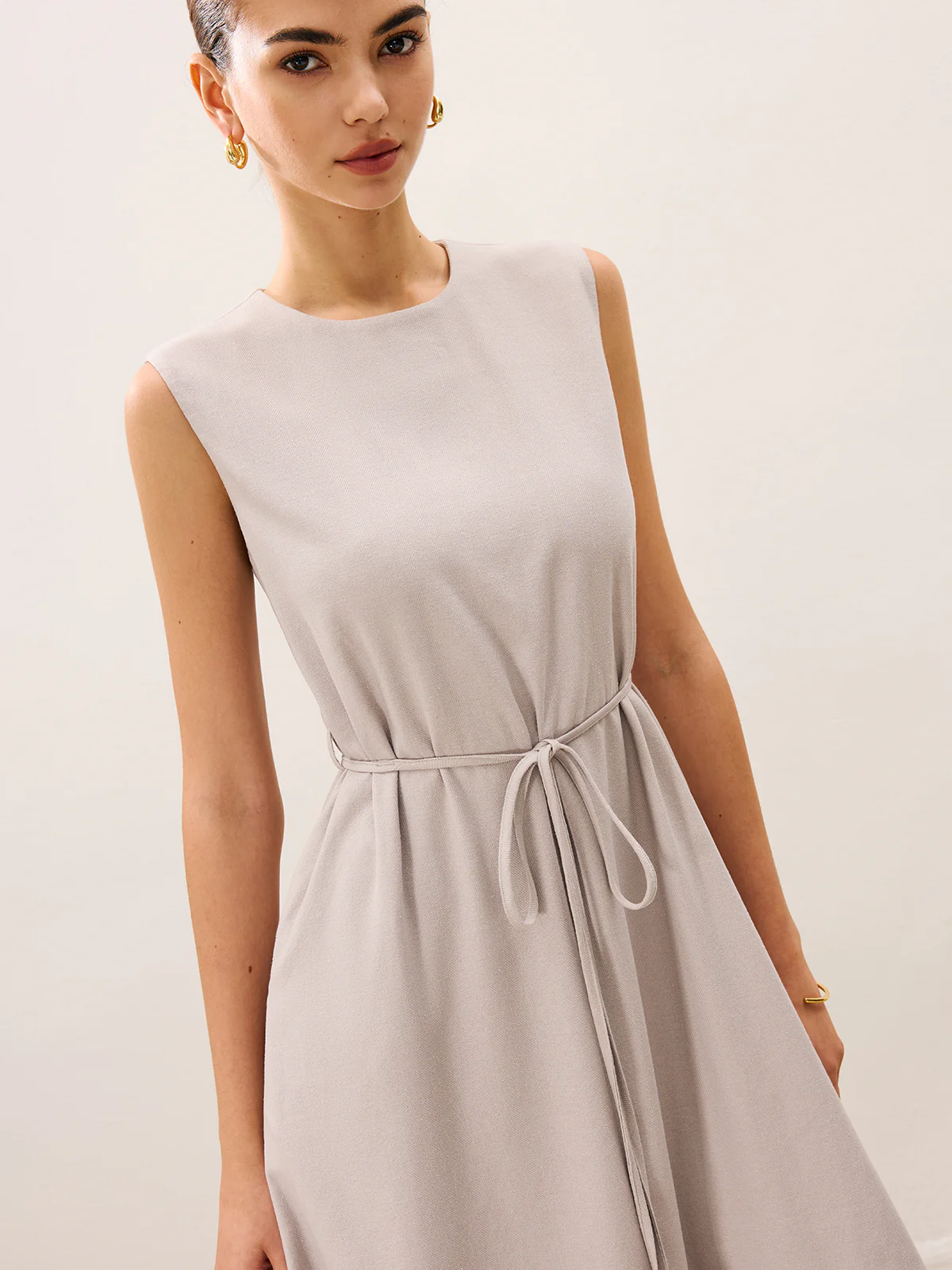 Sleeveless Tie Detail Midi Dress - Wholesalesil