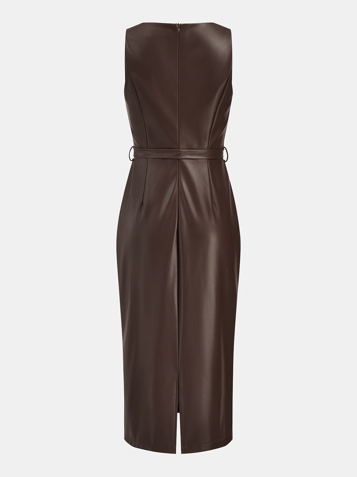 Faux Leather Sleeveless Midi Dress - Wholesalesil