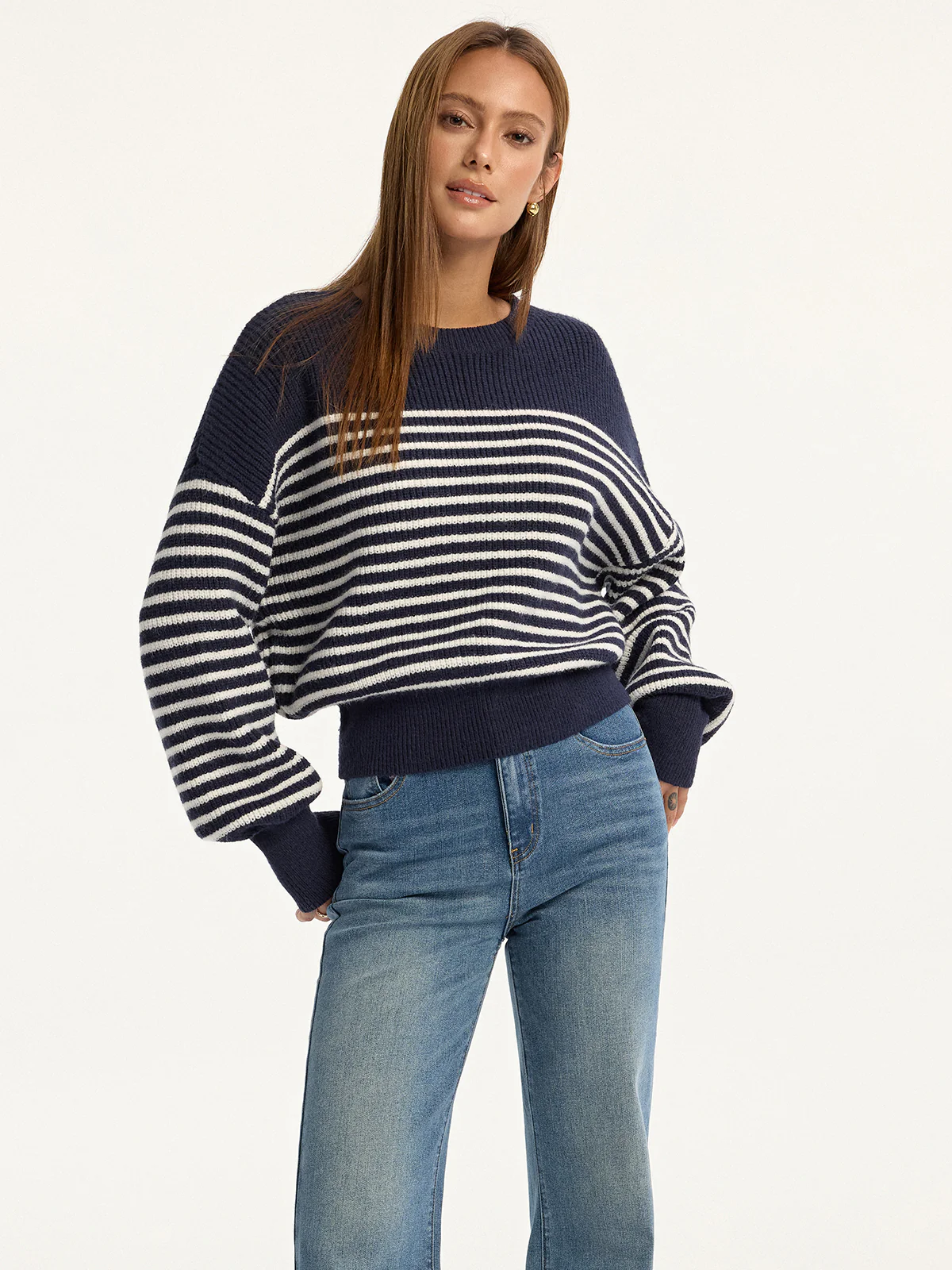 Stripped Ribbed Sweater - Wholesalesil