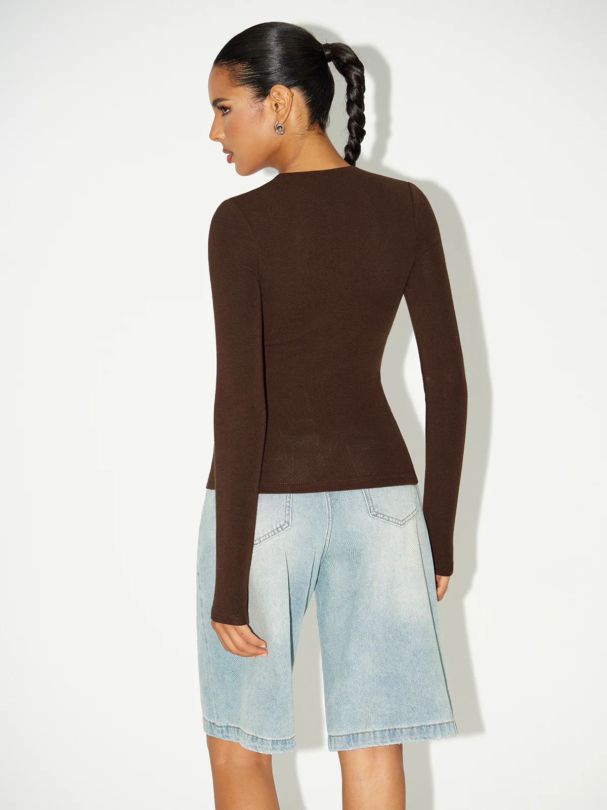 Bra-Free V-Neck Long-Sleeve Top - Wholesalesil