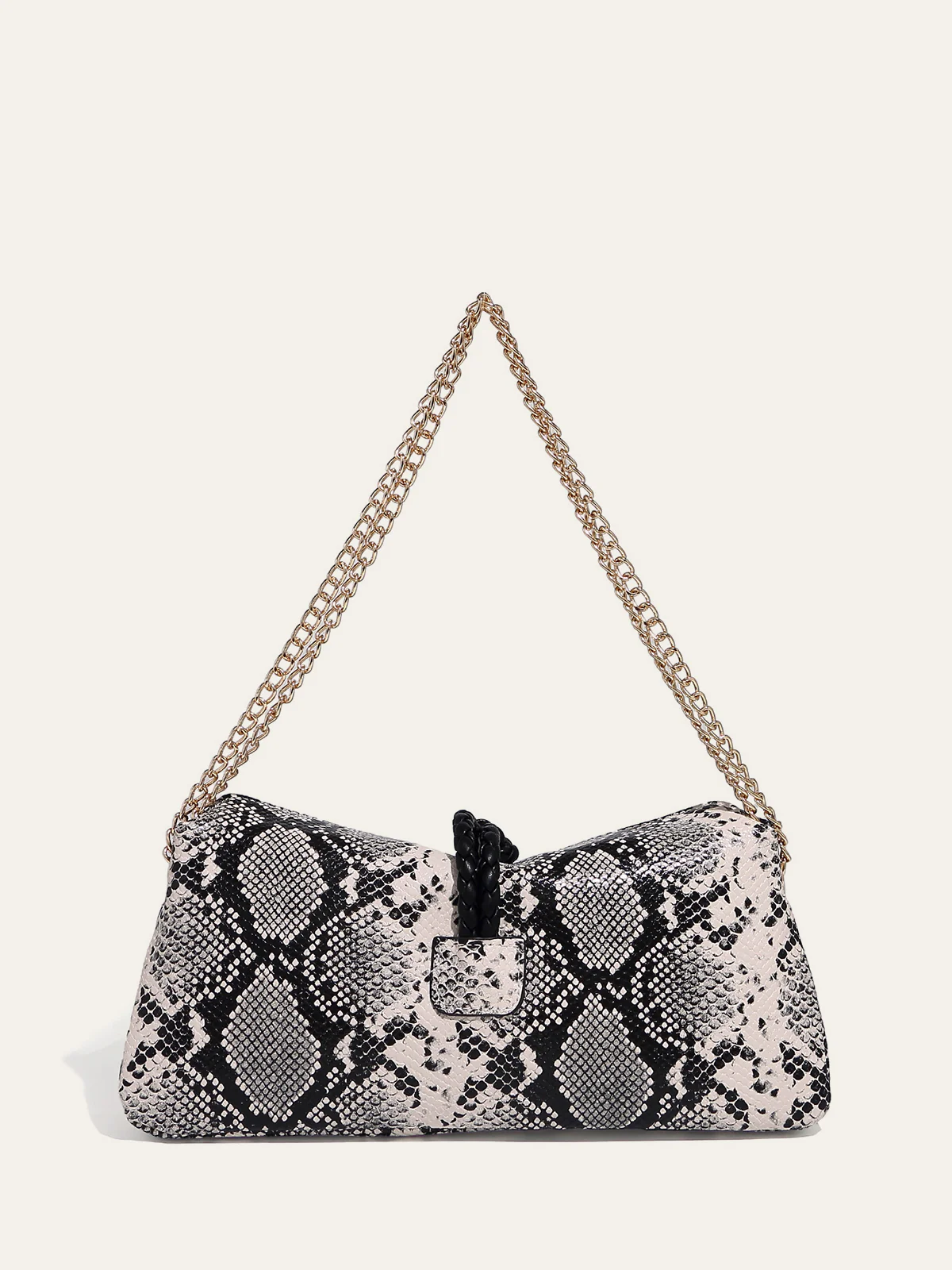 Snakeskin Patterned Chain Shoulder Bag - Wholesalesil