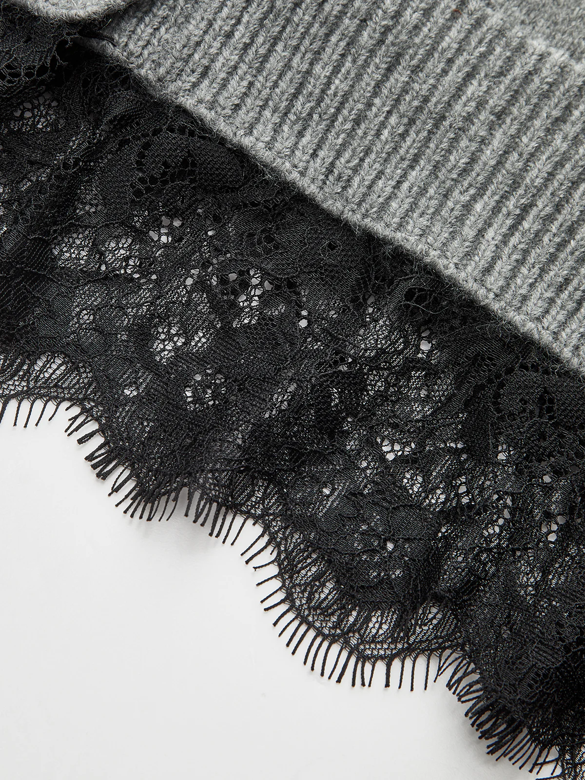 Lace Hem Collared Knit Cardigan - Wholesalesil