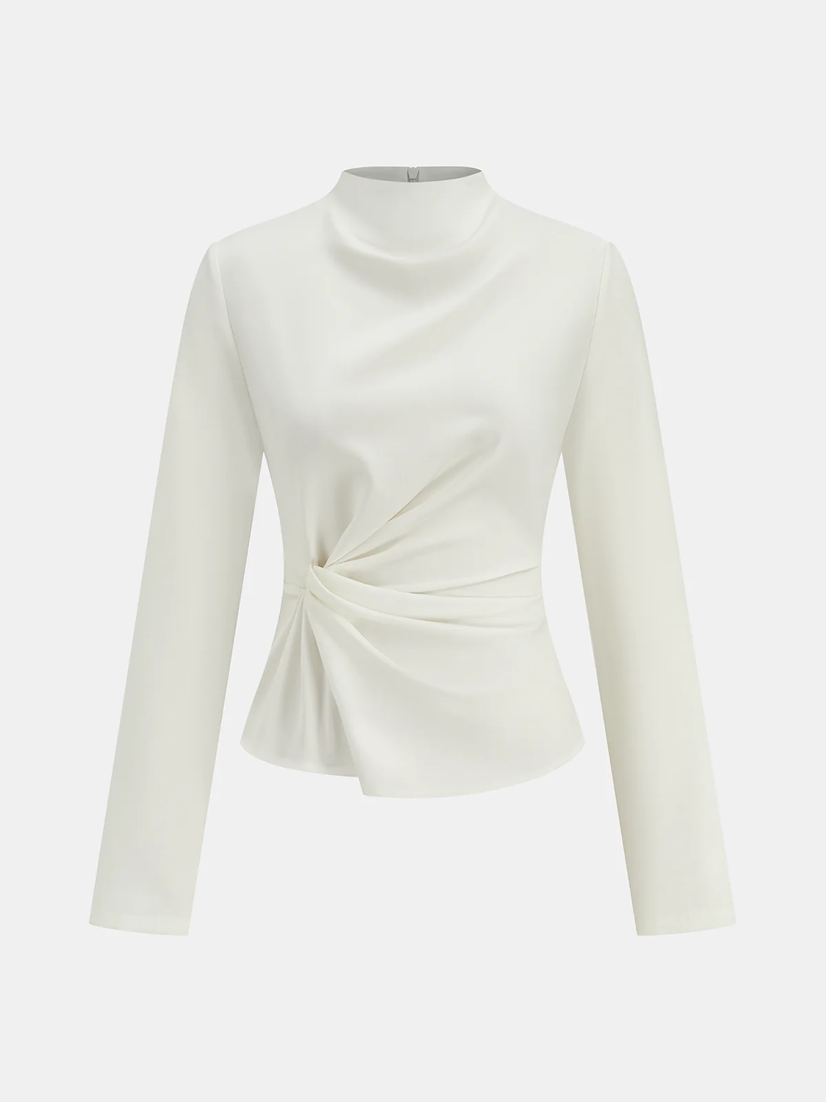 Long-Sleeve Twist Mock Neck Top - Wholesalesil