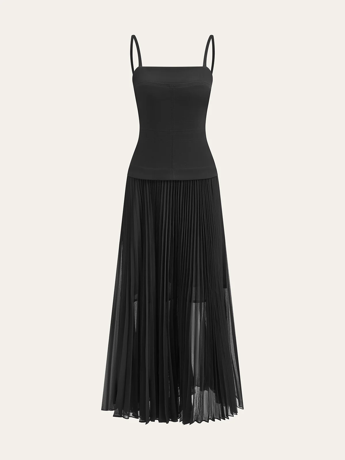 Spaghetti-Strap Backless Pleated Maxi Dress - Wholesalesil