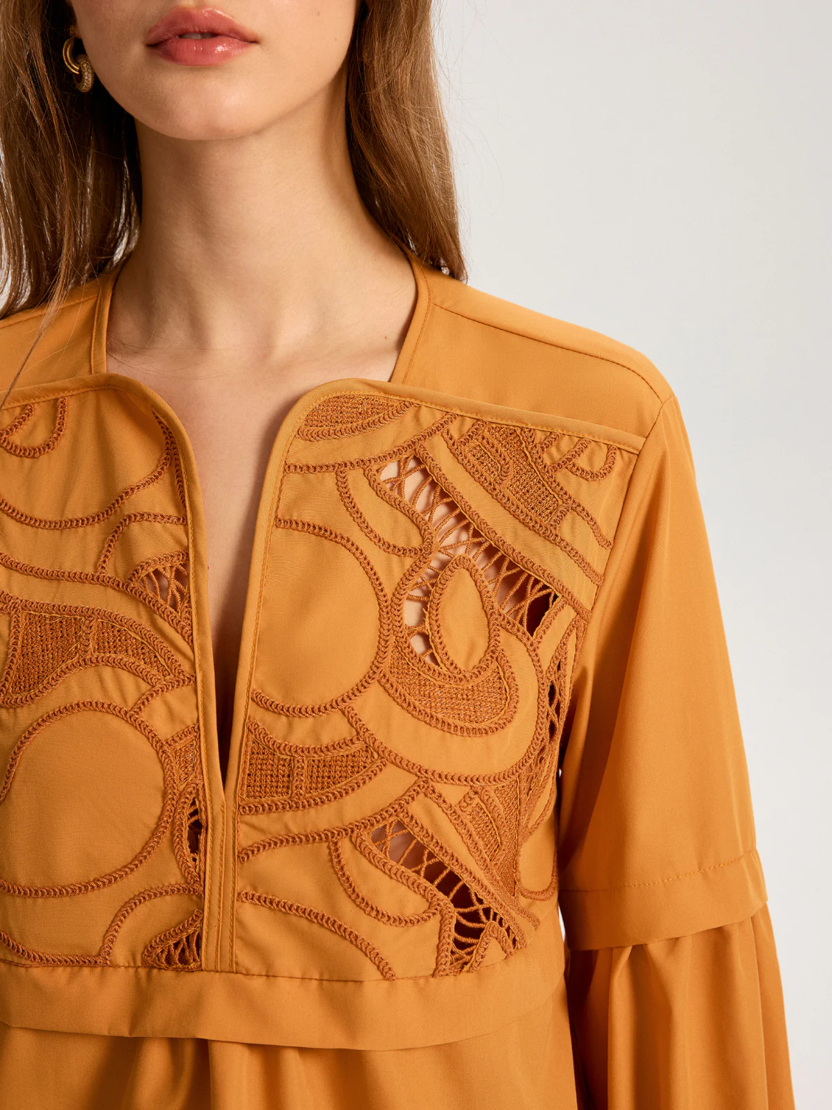 Cut-Out Embroidered Top - Wholesalesil