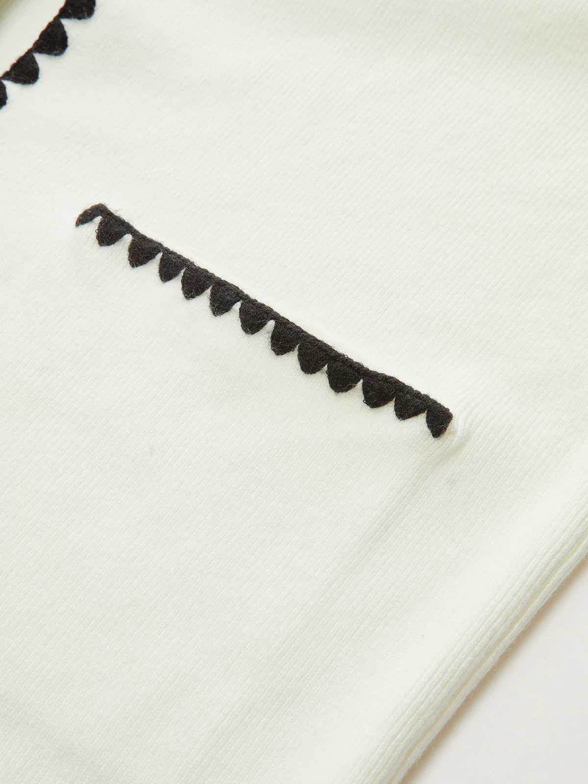 Contrast Scalloped Trim Knit Cardigan - Wholesalesil