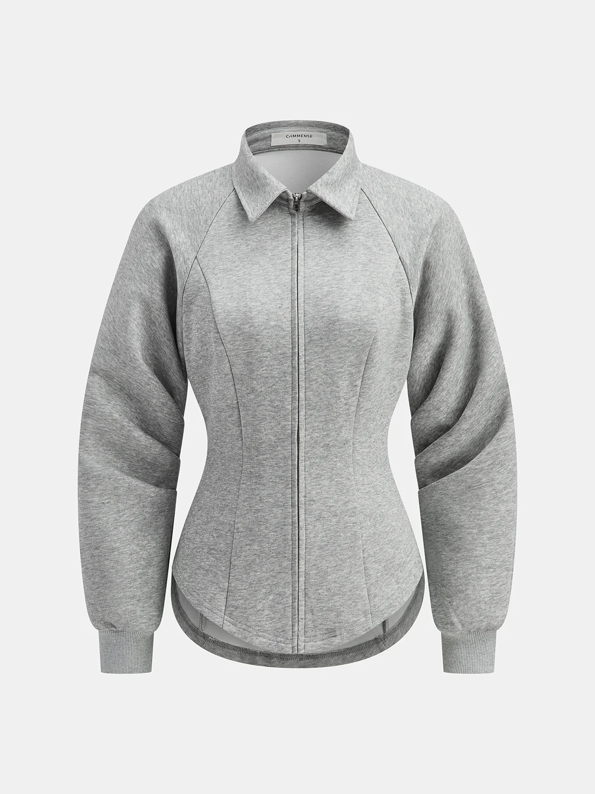 Collared Tailored Zip-Up Sweatshirt Jacket - Wholesalesil