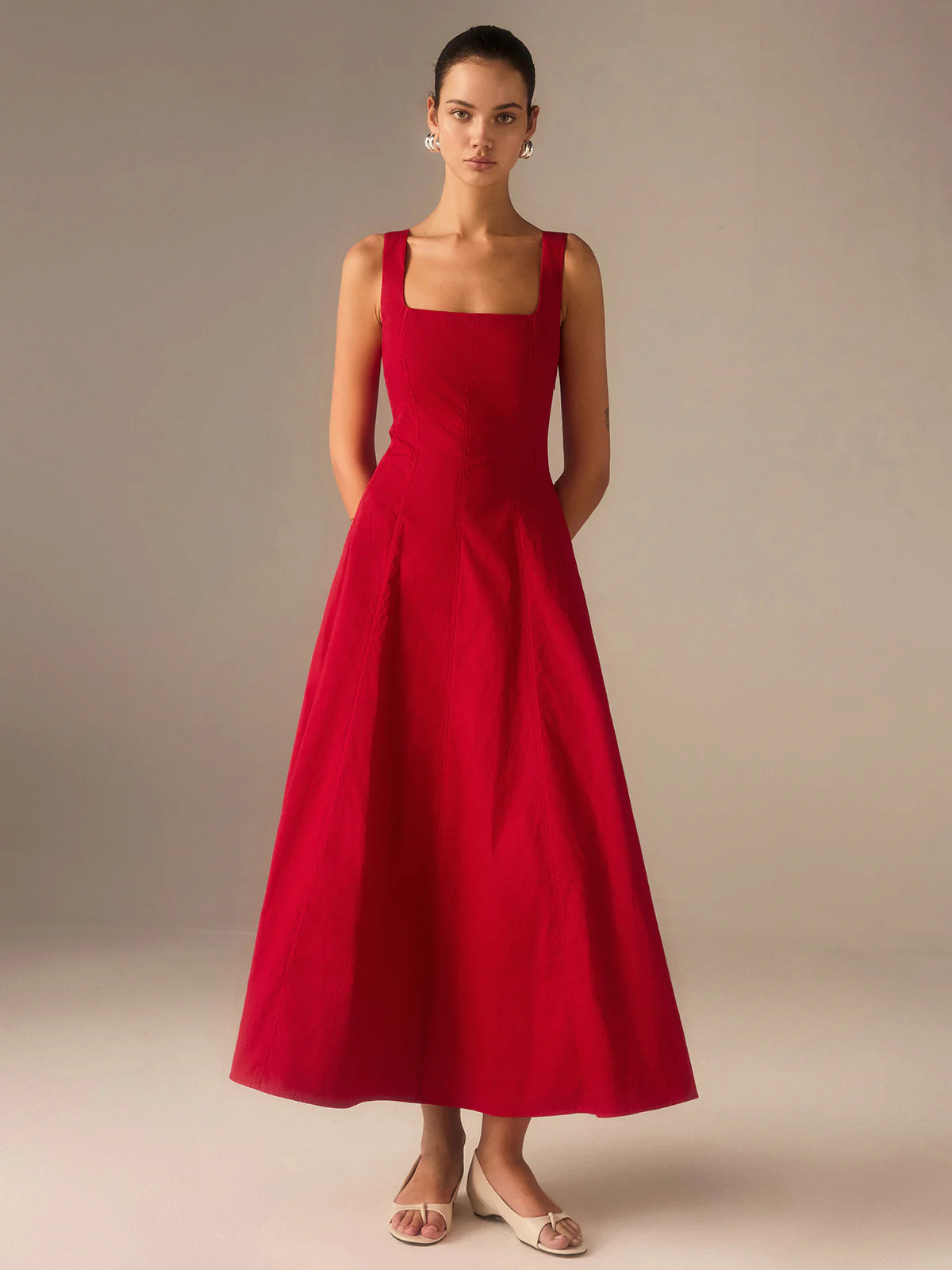 Cotton Maxi Dress with Lace-Up Back - Wholesalesil