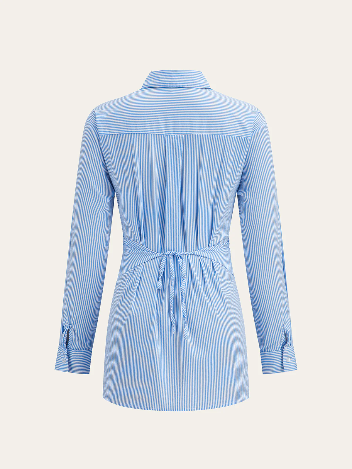 Striped Wrap Asymmetric Hem Shirt - Wholesalesil