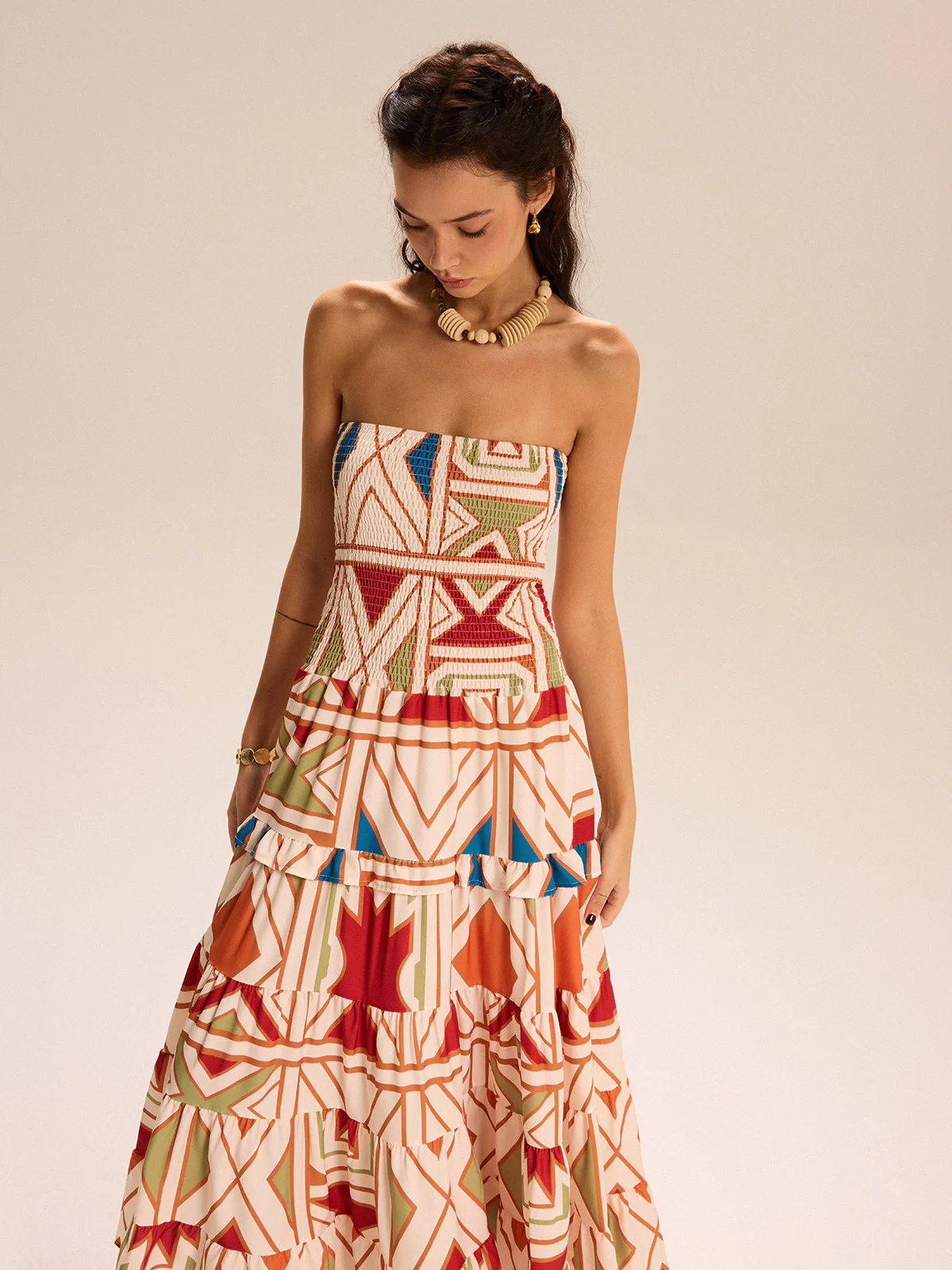 Color-Block Strapless Tiered Maxi Dress - Wholesalesil