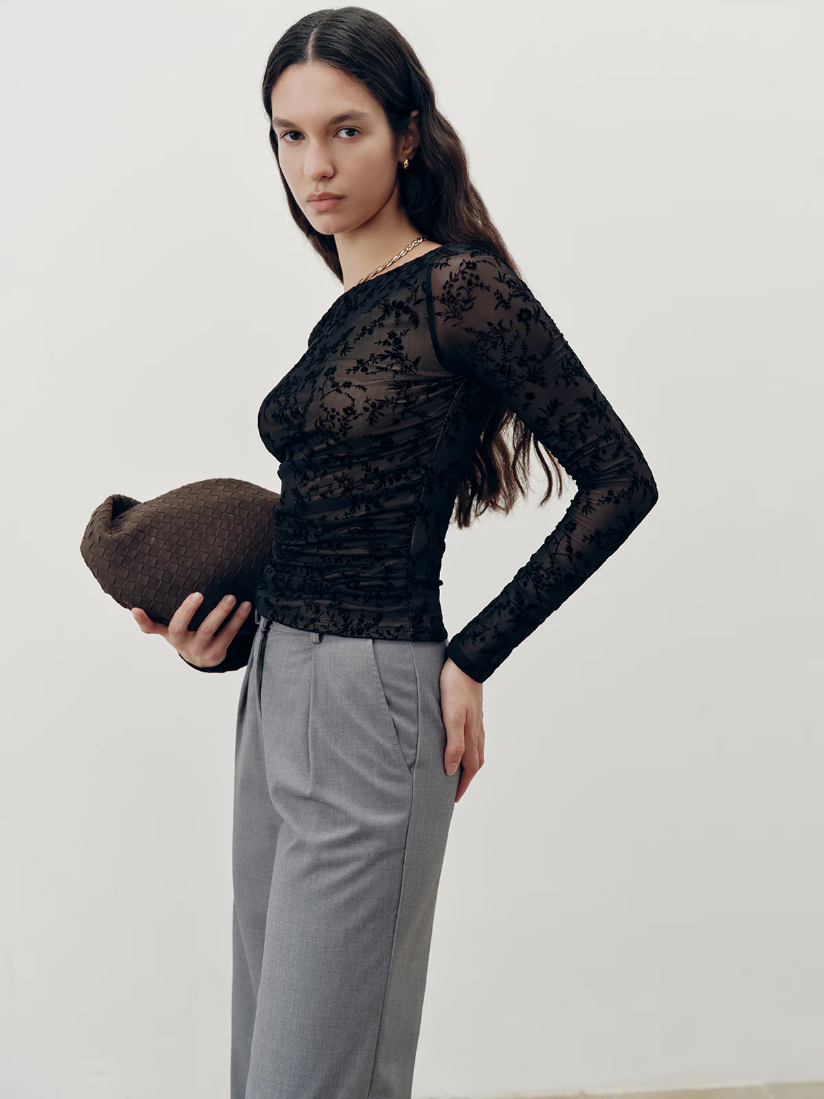 Floral Lace Long Sleeve T-Shirt - Wholesalesil