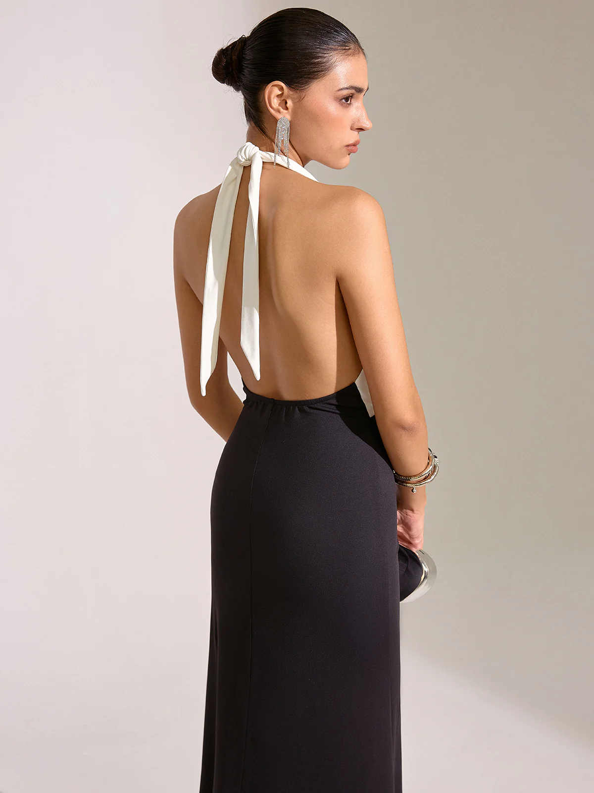 Halter Neck Backless Maxi Dress - Wholesalesil