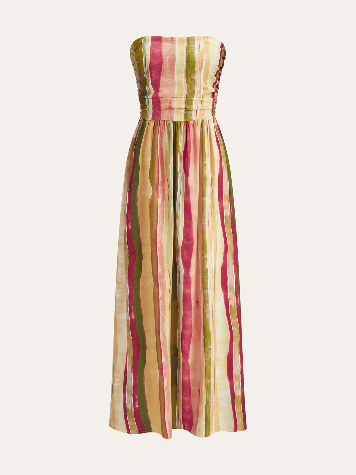 Colorful Striped Strapless Cotton Maxi Dress - Wholesalesil