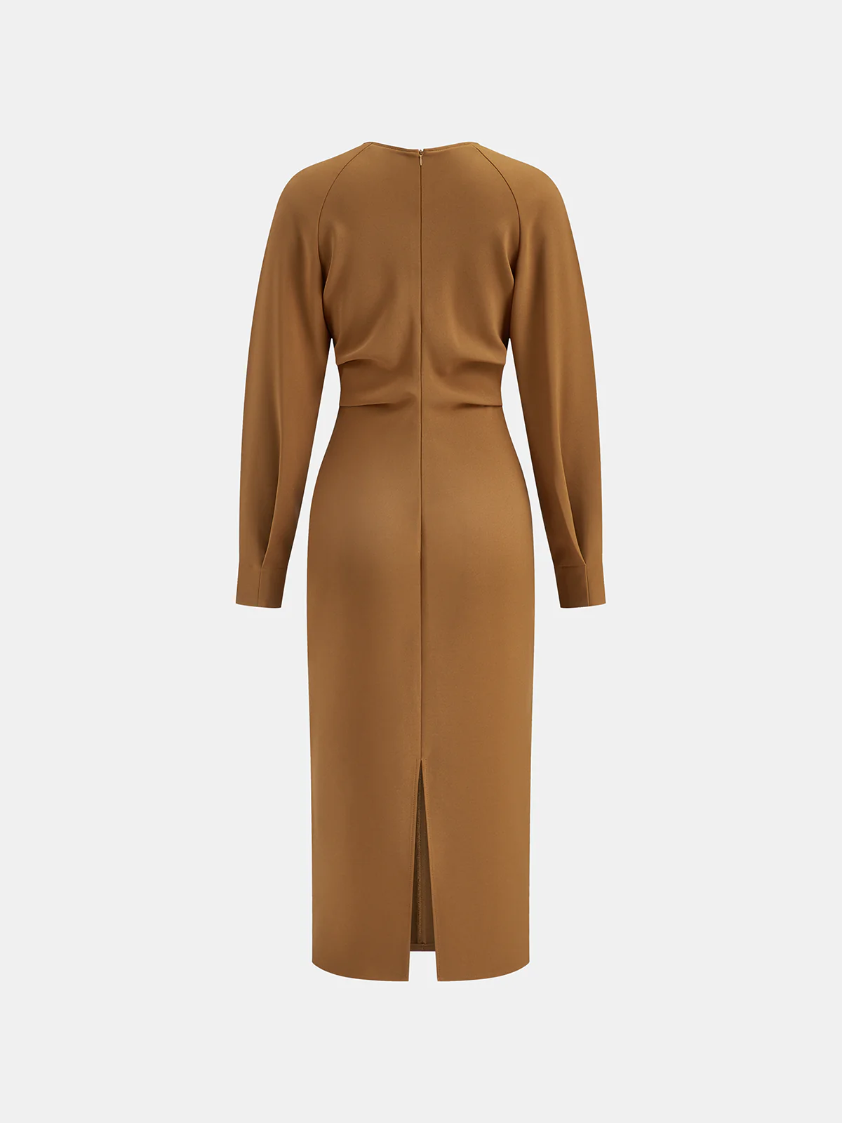 V-Neck Metal Detail Fitted Waist Dress - Wholesalesil