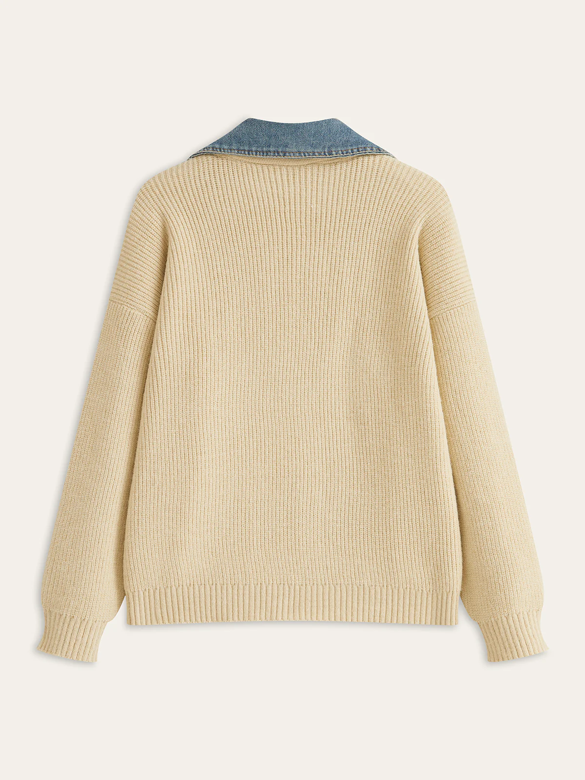 Denim Panel Button Knit Cardigan - Wholesalesil