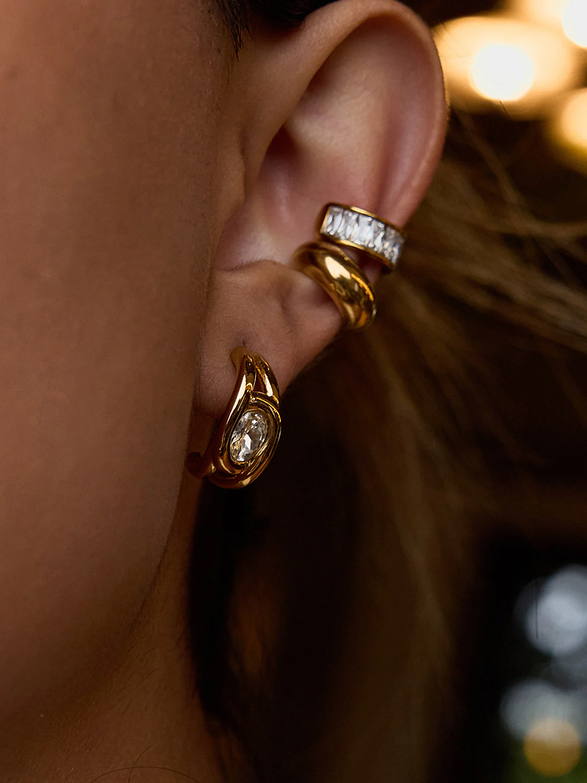 Golden Hoop Crystal Earrings - Wholesalesil