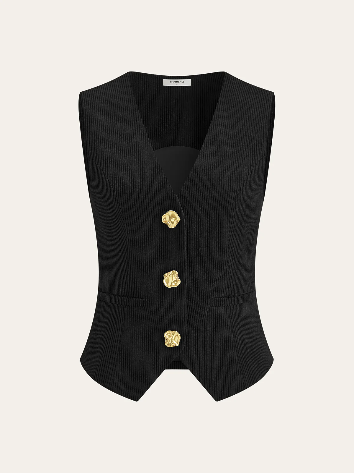 Corduroy V-neck Buttoned Vest - Wholesalesil