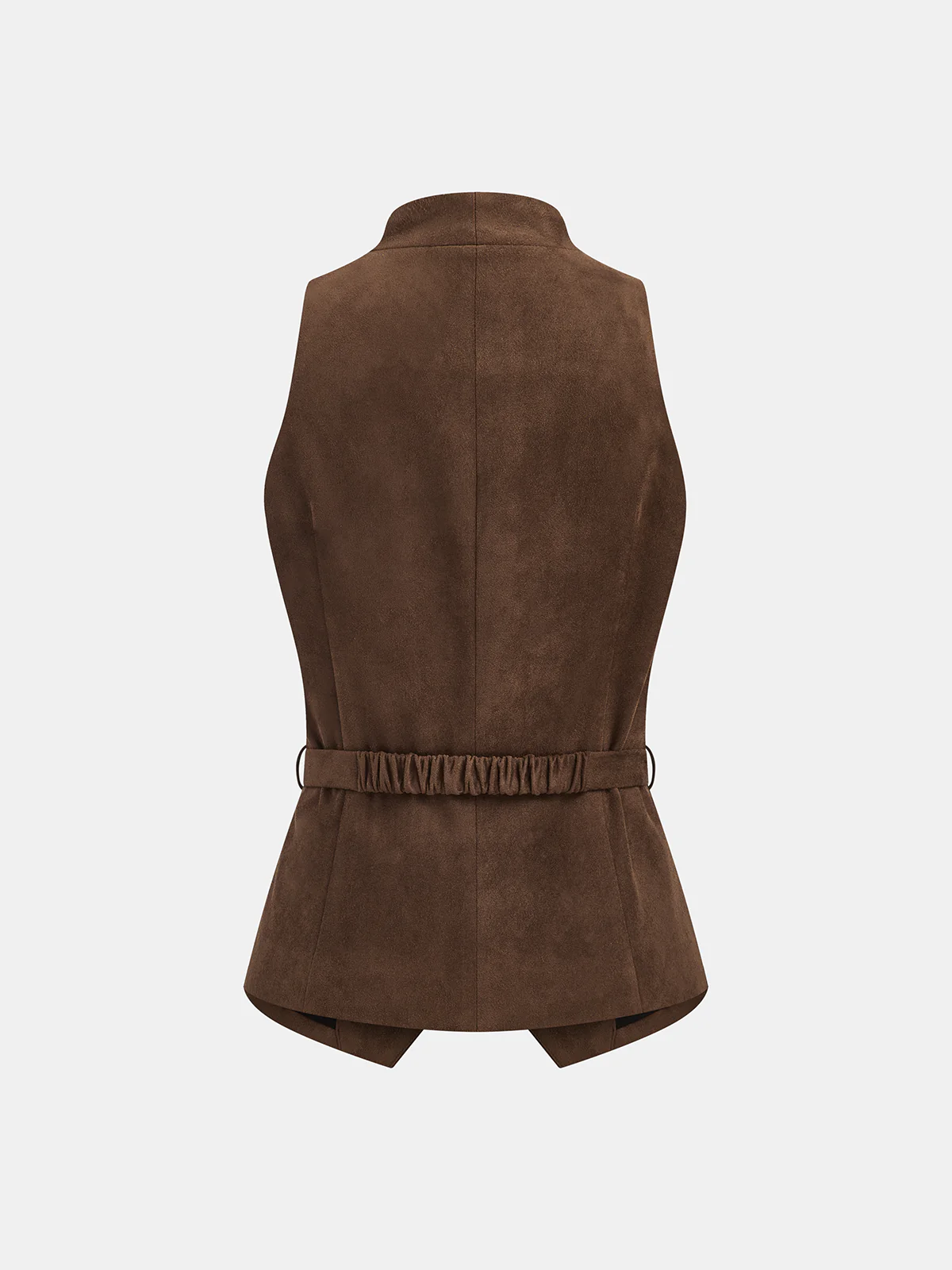 Belted Suede Effect Button-Front Vest - Wholesalesil