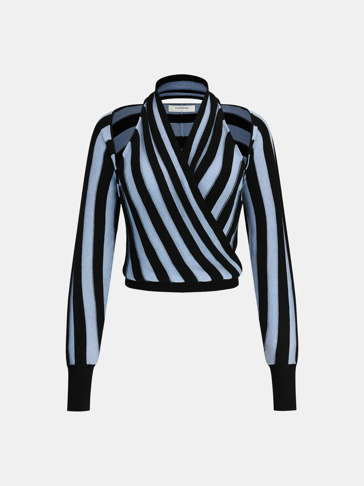 Wool Blend Halter Stripe Knit Top - Wholesalesil