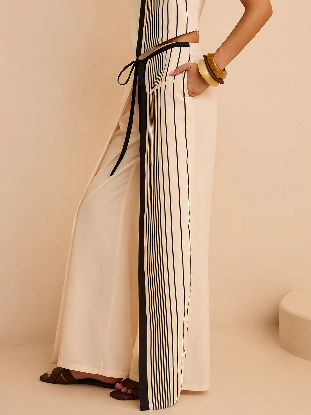 Striped Low-Waist Pants - Wholesalesil